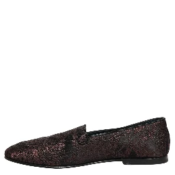 Maroon Jacquard Leather Slip On Loafers Shoes