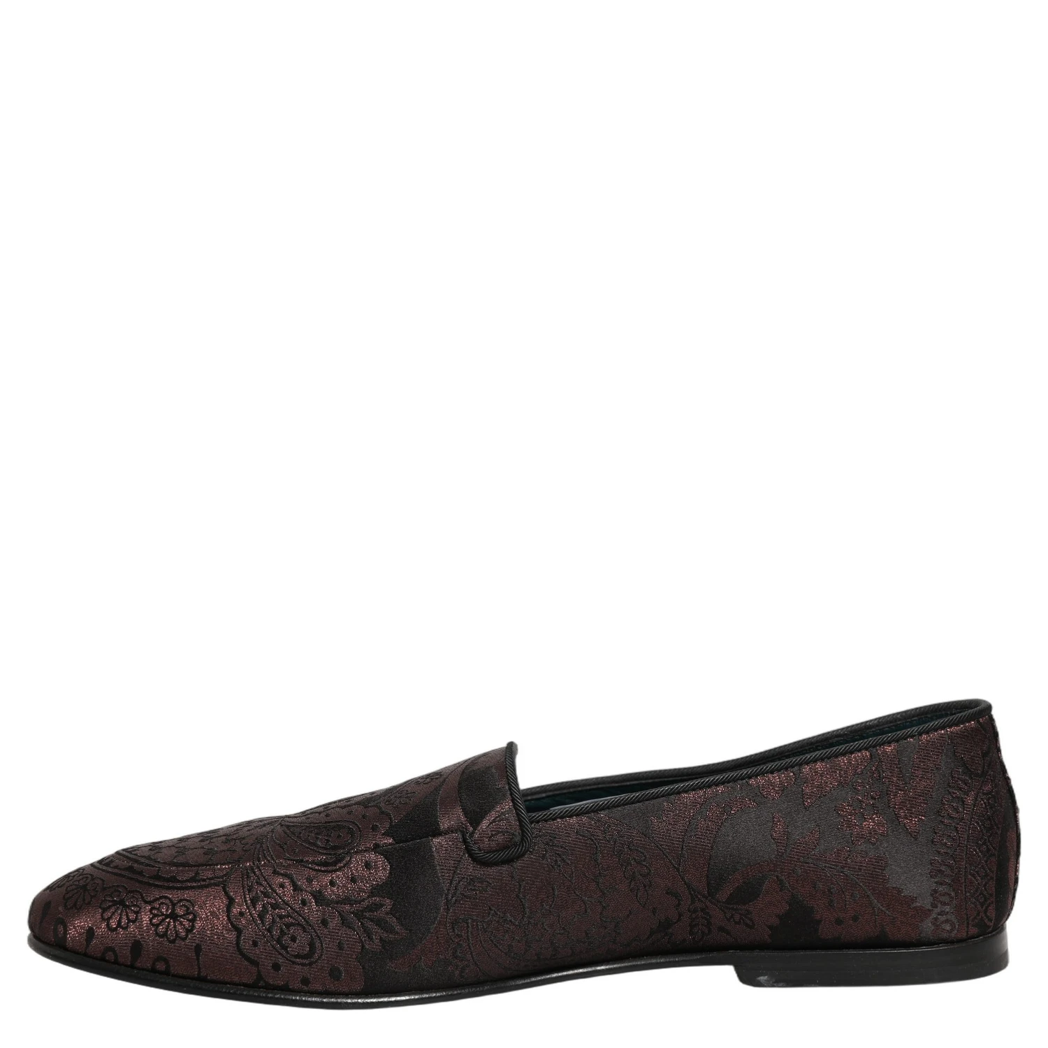 Maroon Jacquard Leather Slip On Loafers Shoes