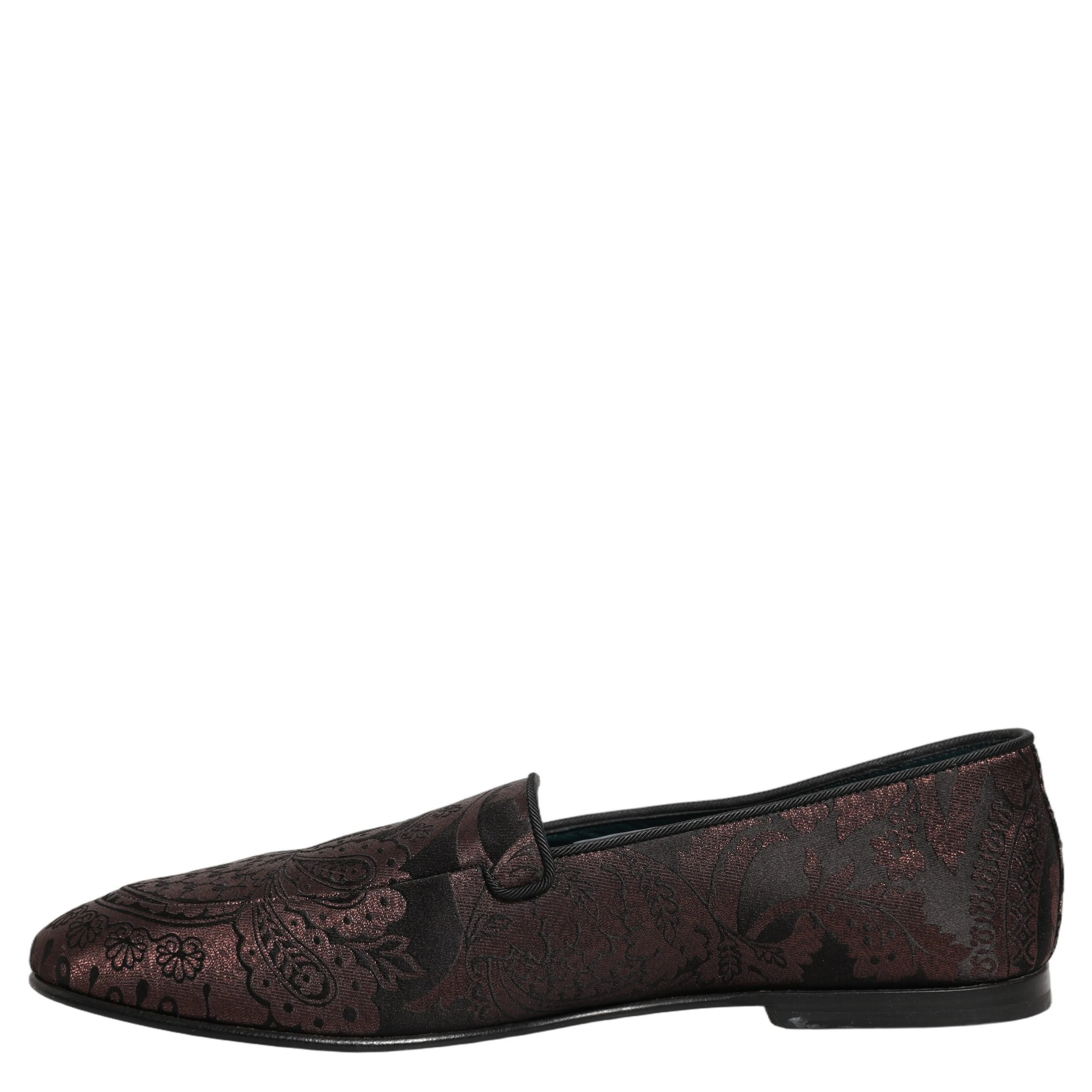 Maroon Jacquard Leather Slip On Loafers Shoes