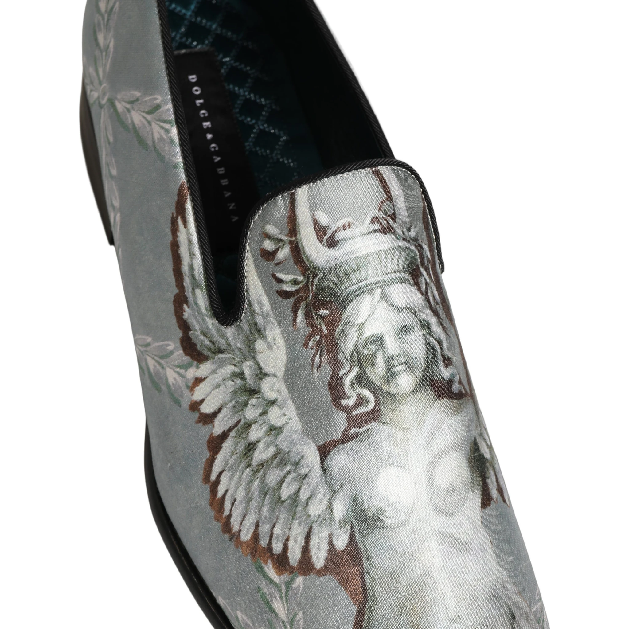 Gray Baroque Angel Velvet Men Loafers Shoes
