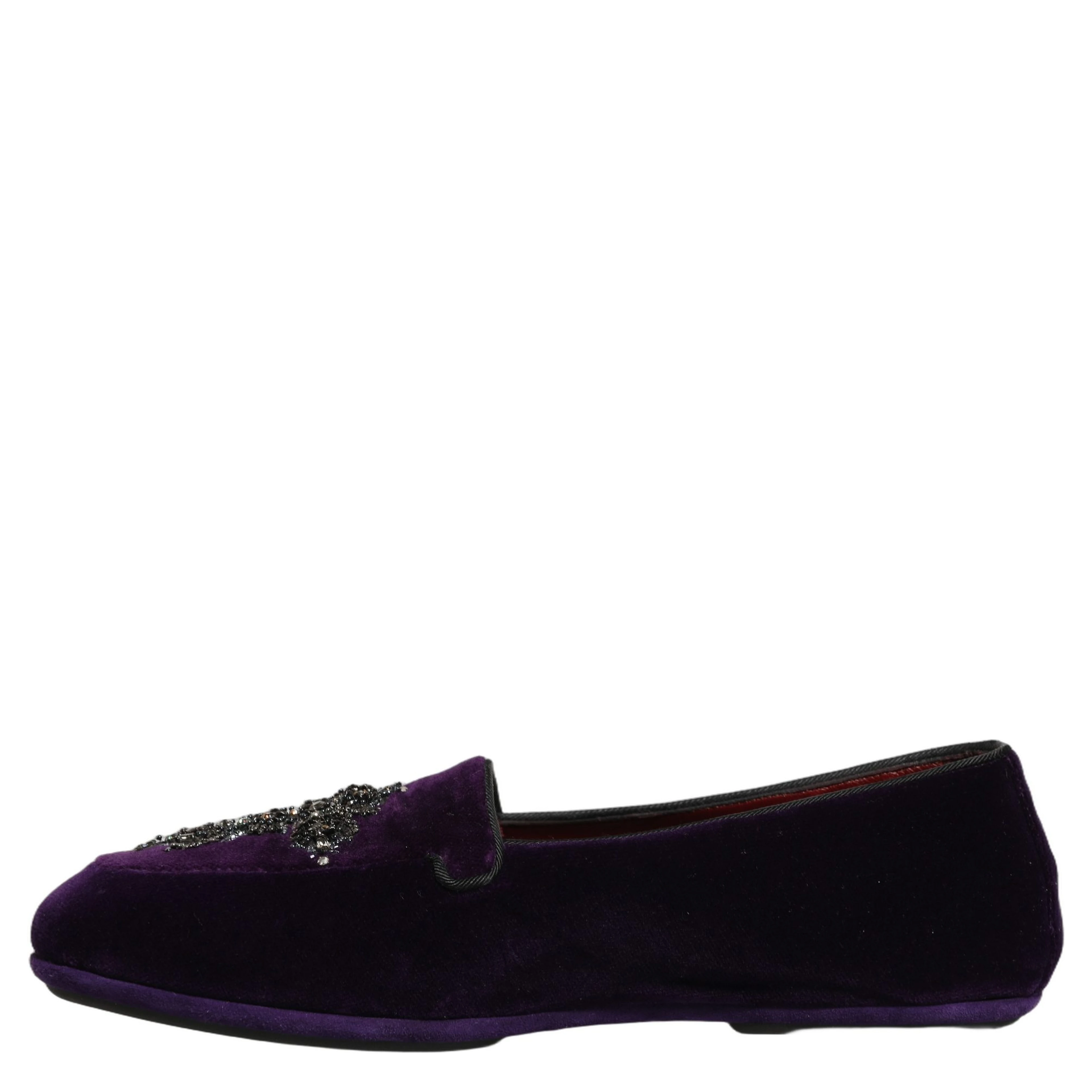 Violet Suede Embellished Dress Loafers Shoes