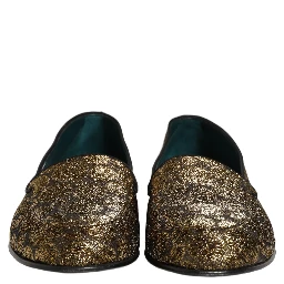 Gold Lurex Glitter Men Slip On Loafers Shoes