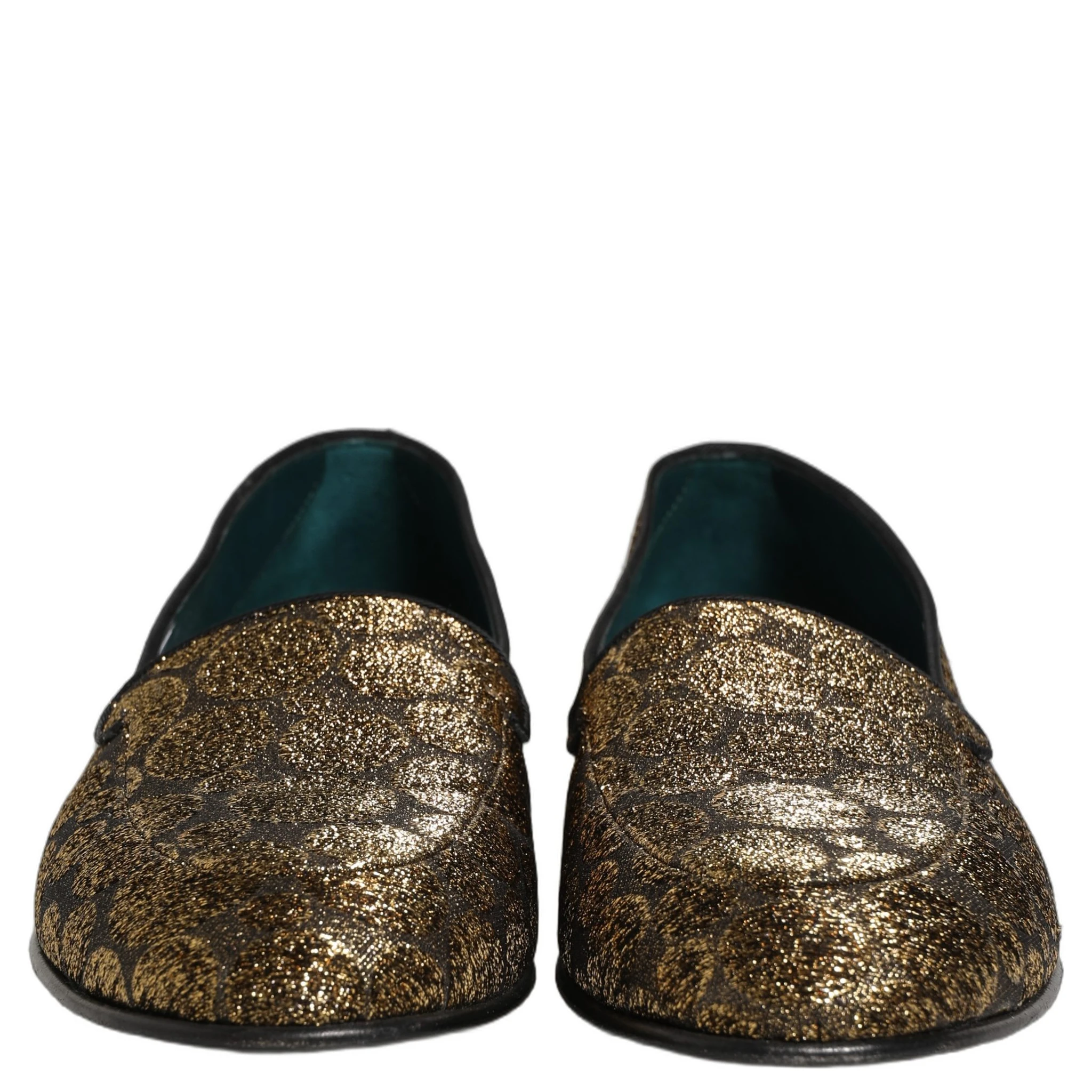 Gold Lurex Glitter Men Slip On Loafers Shoes
