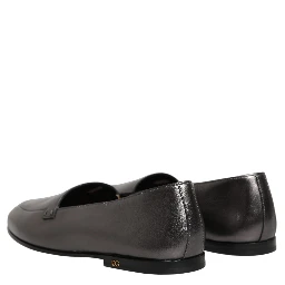 Silver Leather DG Logo Slip On Loafers Shoes