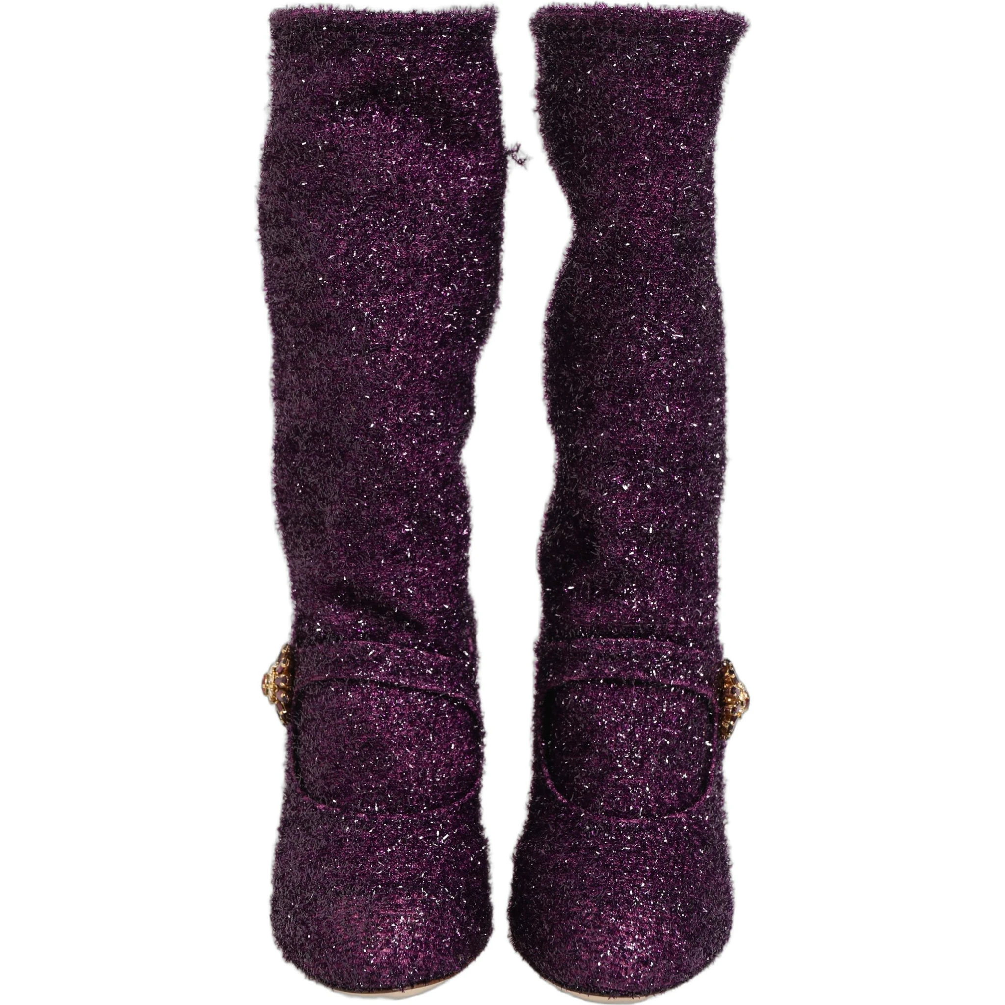 Purple Crystal Lurex Fantasy High Boots Shoes
