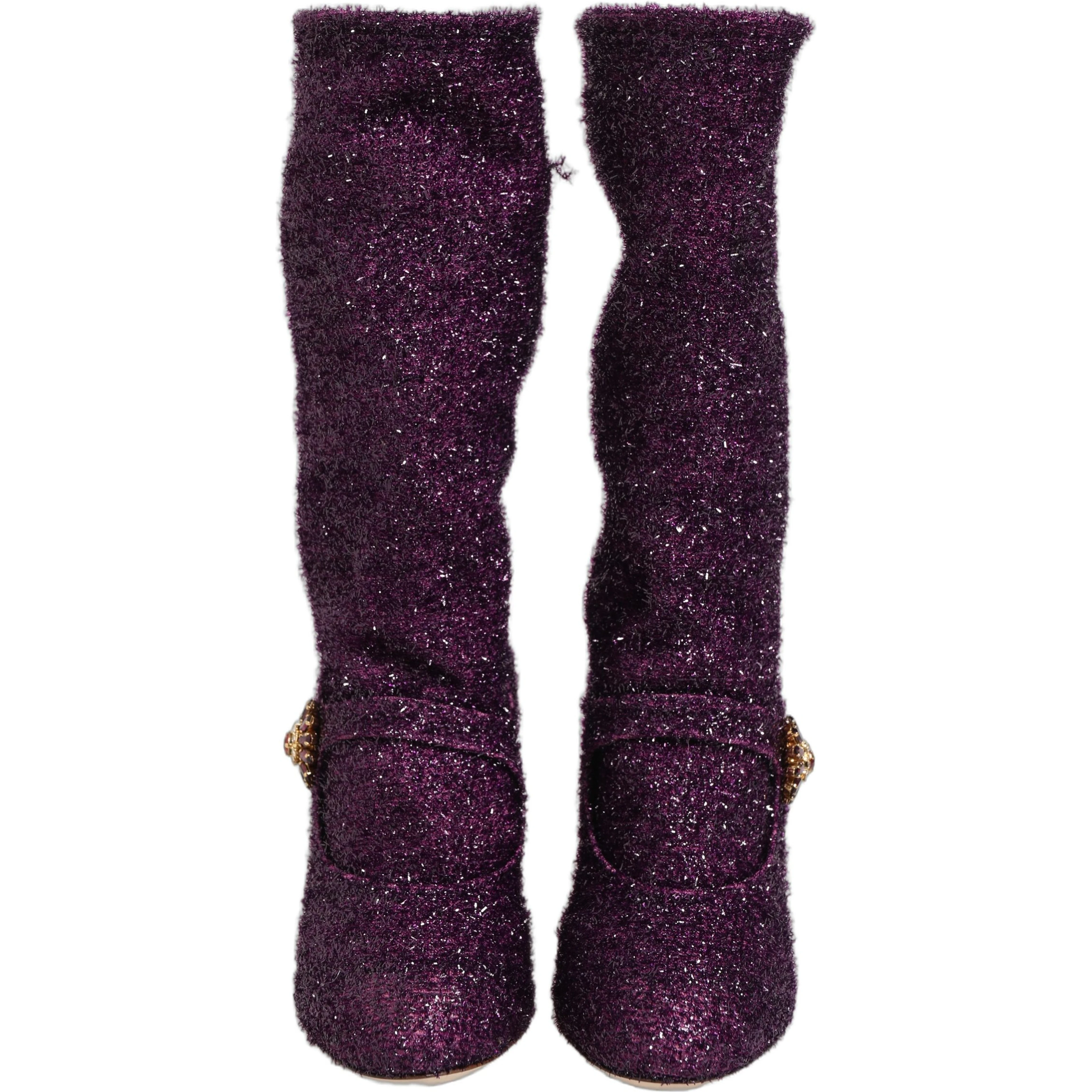Purple Crystal Lurex Fantasy High Boots Shoes