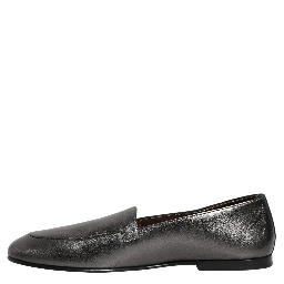 Silver Leather DG Logo Slip On Loafers Shoes