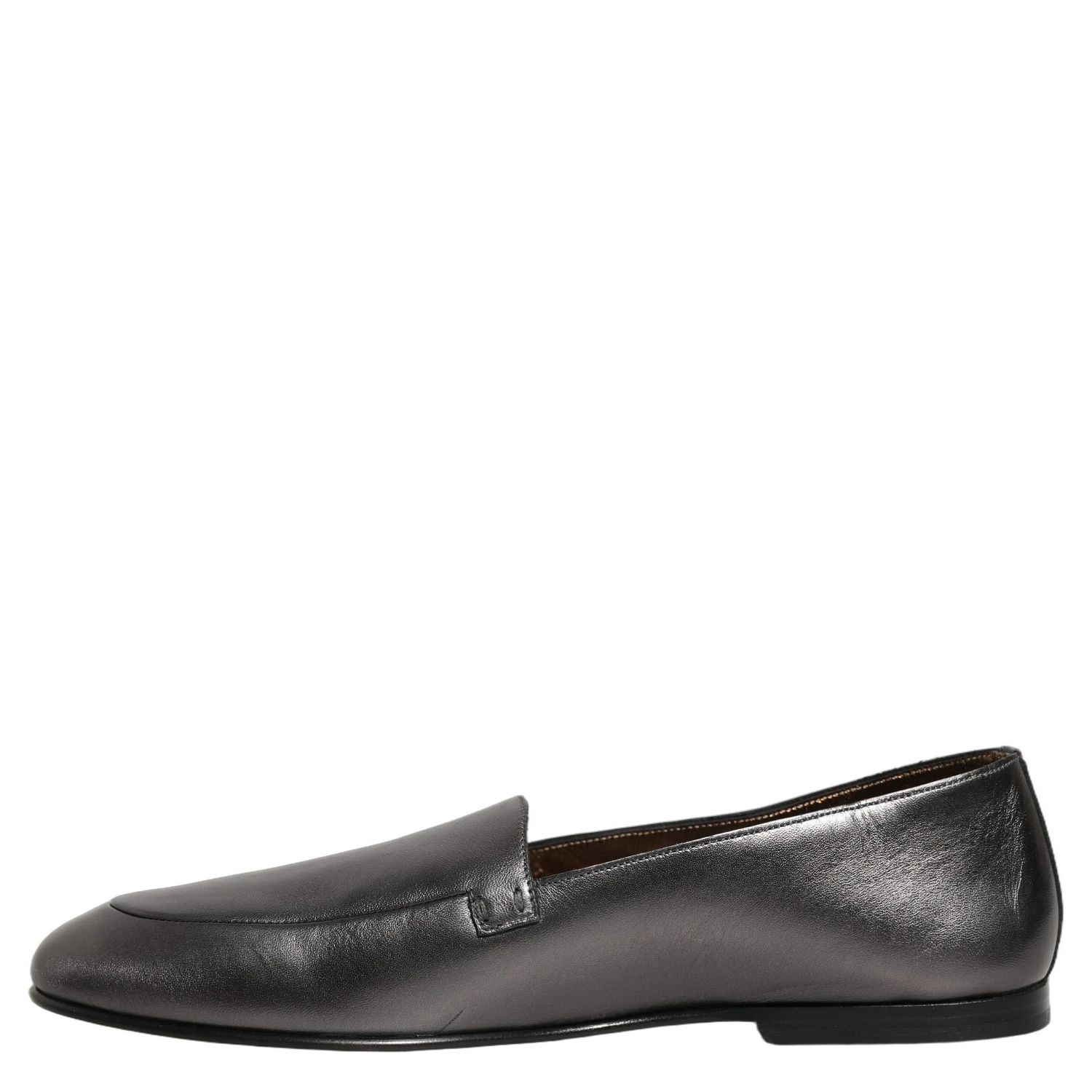 Silver Leather DG Logo Slip On Loafers Shoes