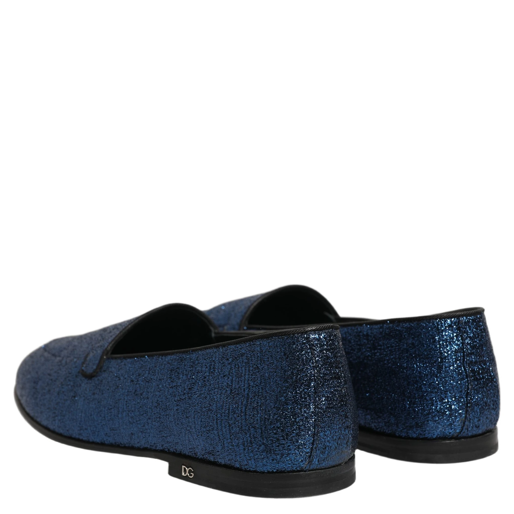 Blue Glitter Lurex DG Logo Dress Loafers Shoes