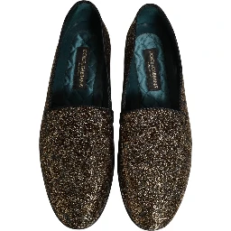 Gold Lurex Glitter Men Slip On Loafers Shoes