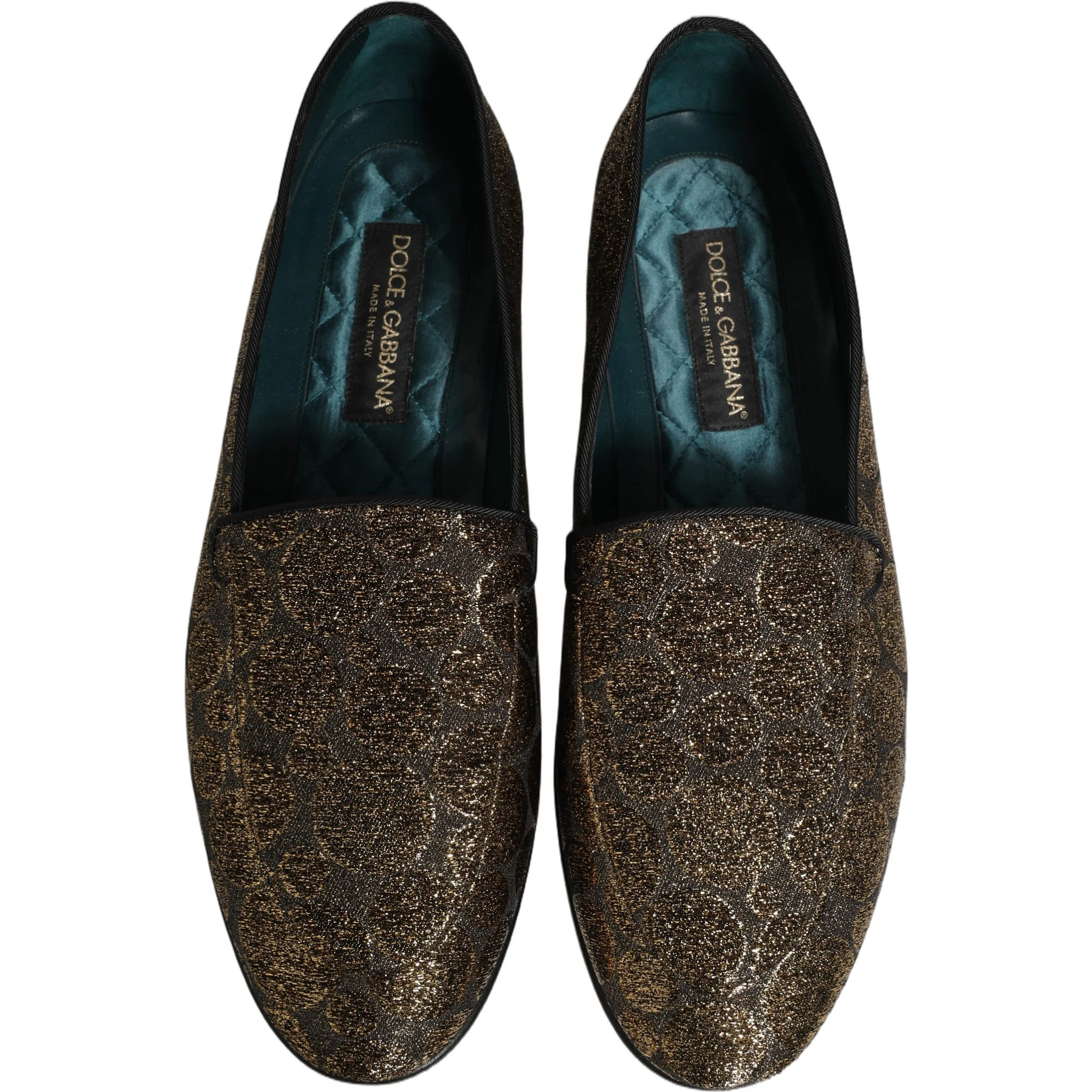 Gold Lurex Glitter Men Slip On Loafers Shoes