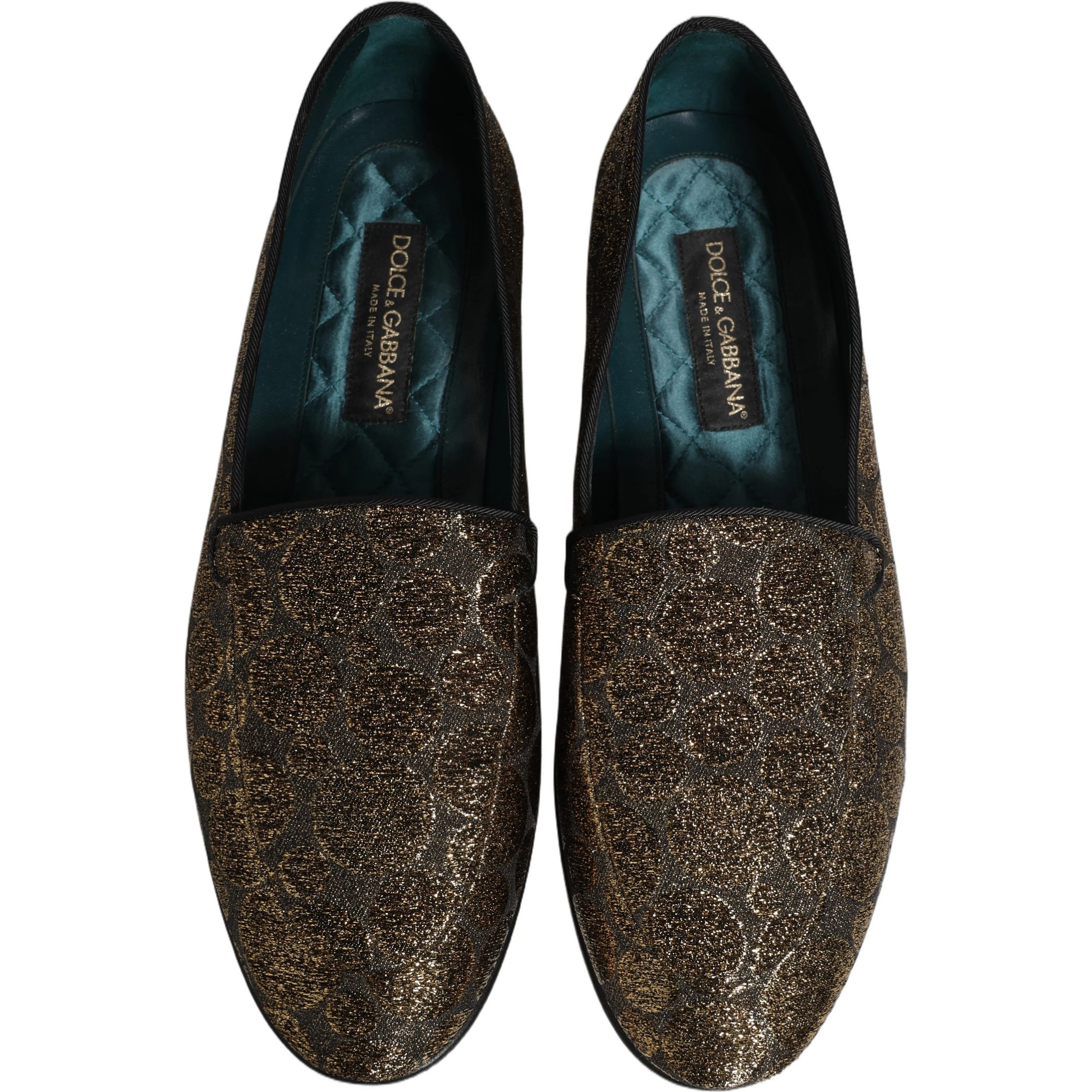Gold Lurex Glitter Men Slip On Loafers Shoes