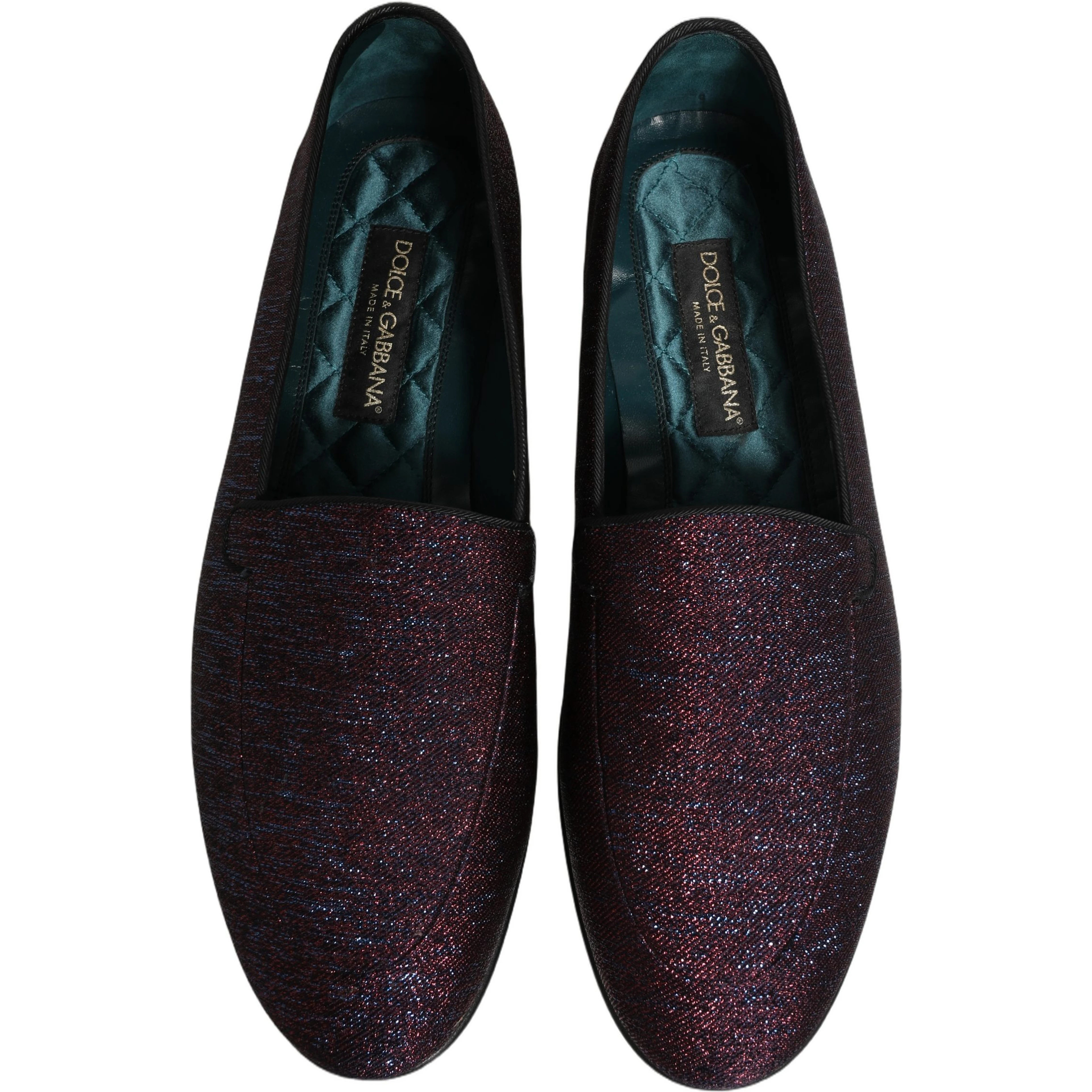 Maroon Glitter Lurex Logo Dress Loafers Shoes