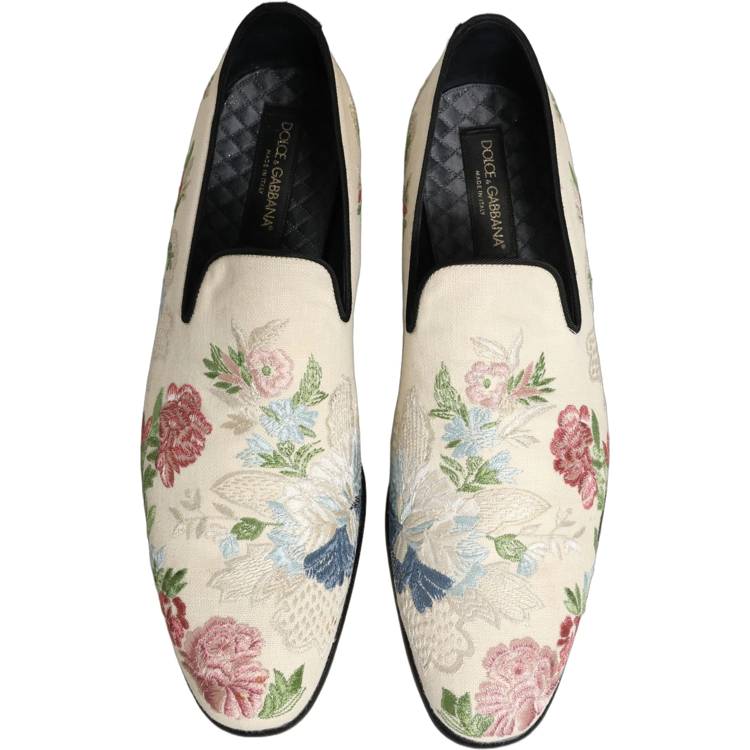White Floral Embroidery Dress Loafers Shoes