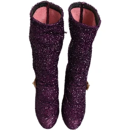 Purple Crystal Lurex Fantasy High Boots Shoes