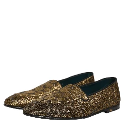 Gold Lurex Glitter Men Slip On Loafers Shoes