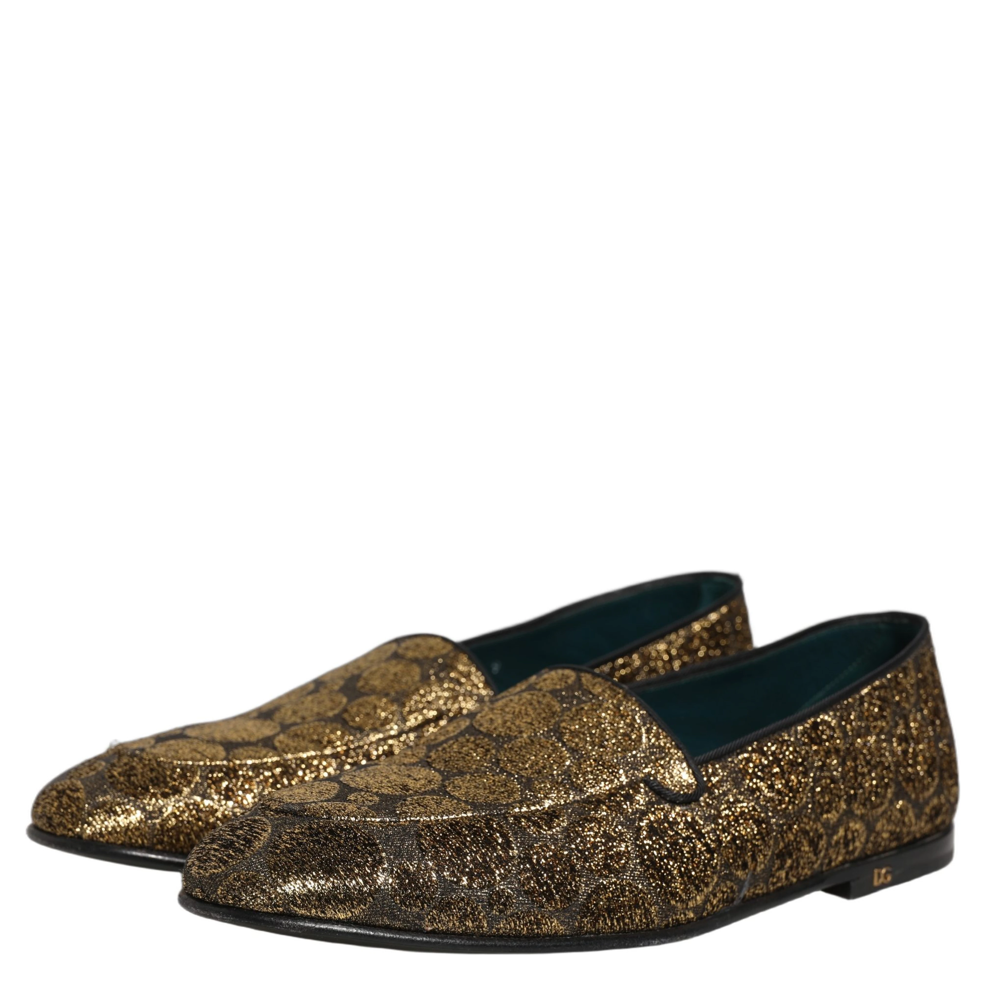 Gold Lurex Glitter Men Slip On Loafers Shoes