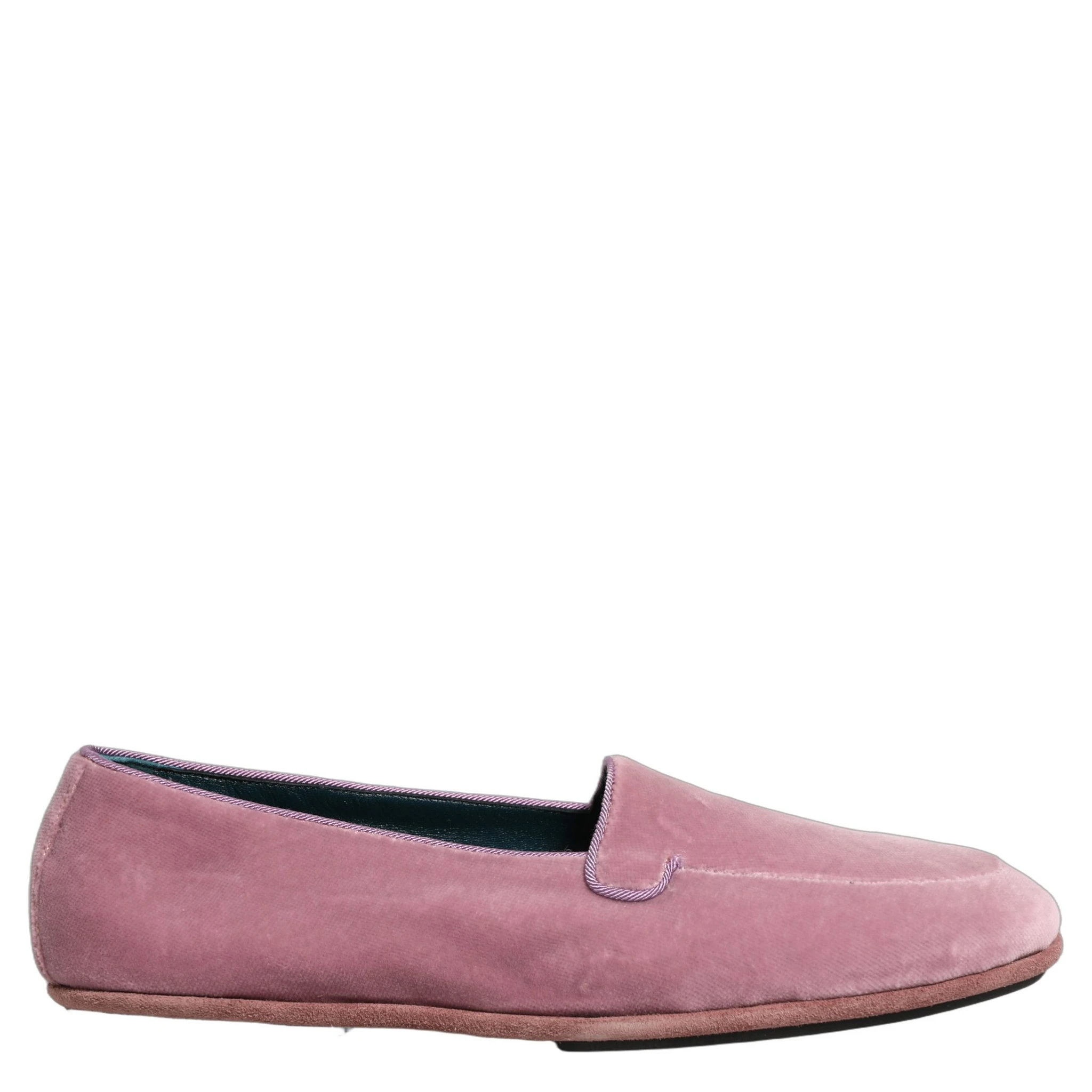 Pink Velvet Slip On Men Flats Loafers Shoes