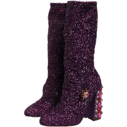 Purple Crystal Lurex Fantasy High Boots Shoes