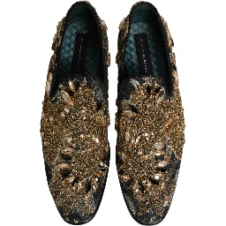 Black Velvet Embellished Dress Loafers Shoes