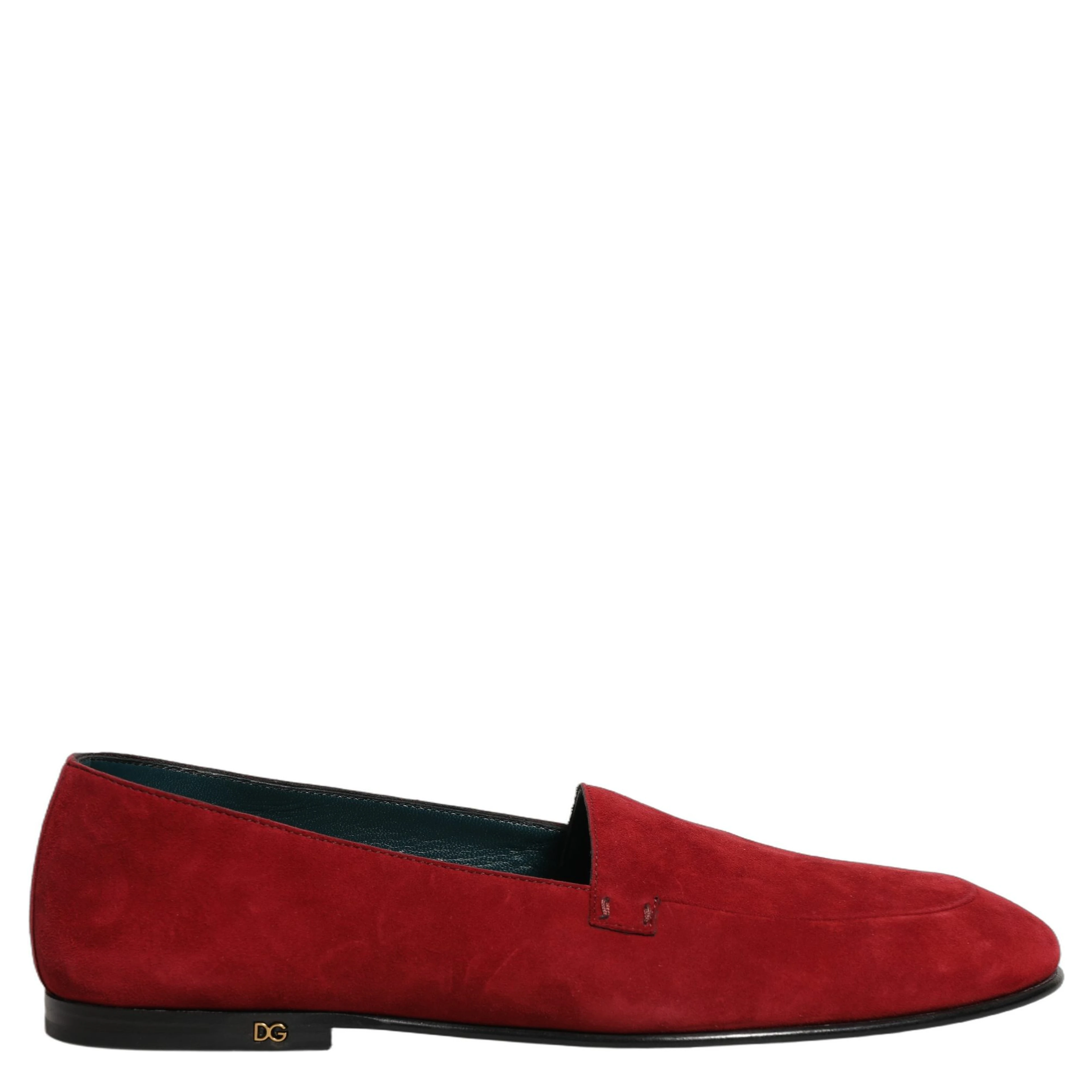 Red Suede Logo Slip On Flats Loafers Shoes