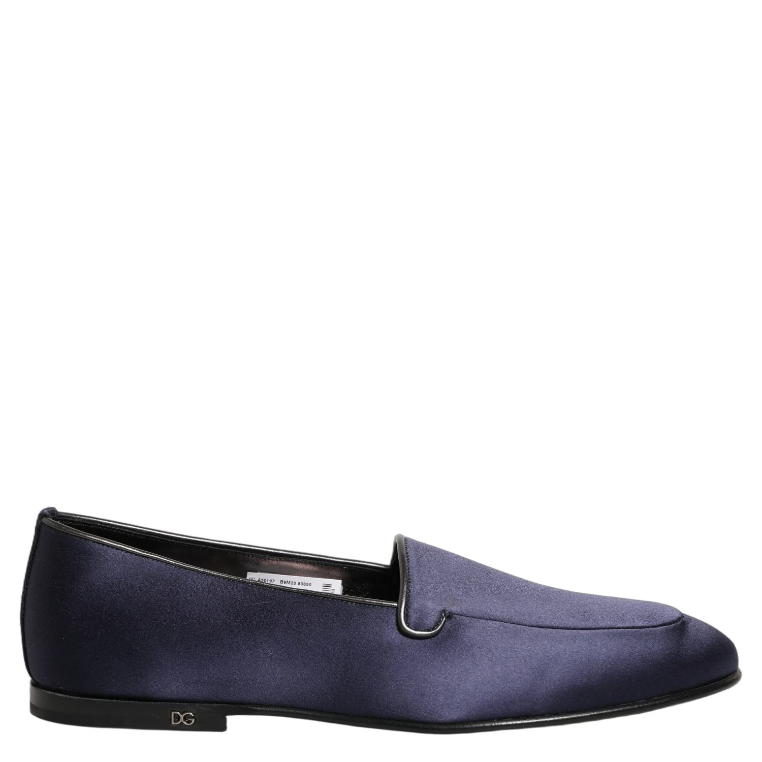 Blue Satin Logo Slip On Flats Loafers Shoes