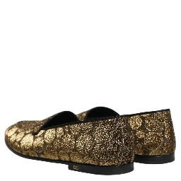 Gold Lurex Glitter Men Slip On Loafers Shoes