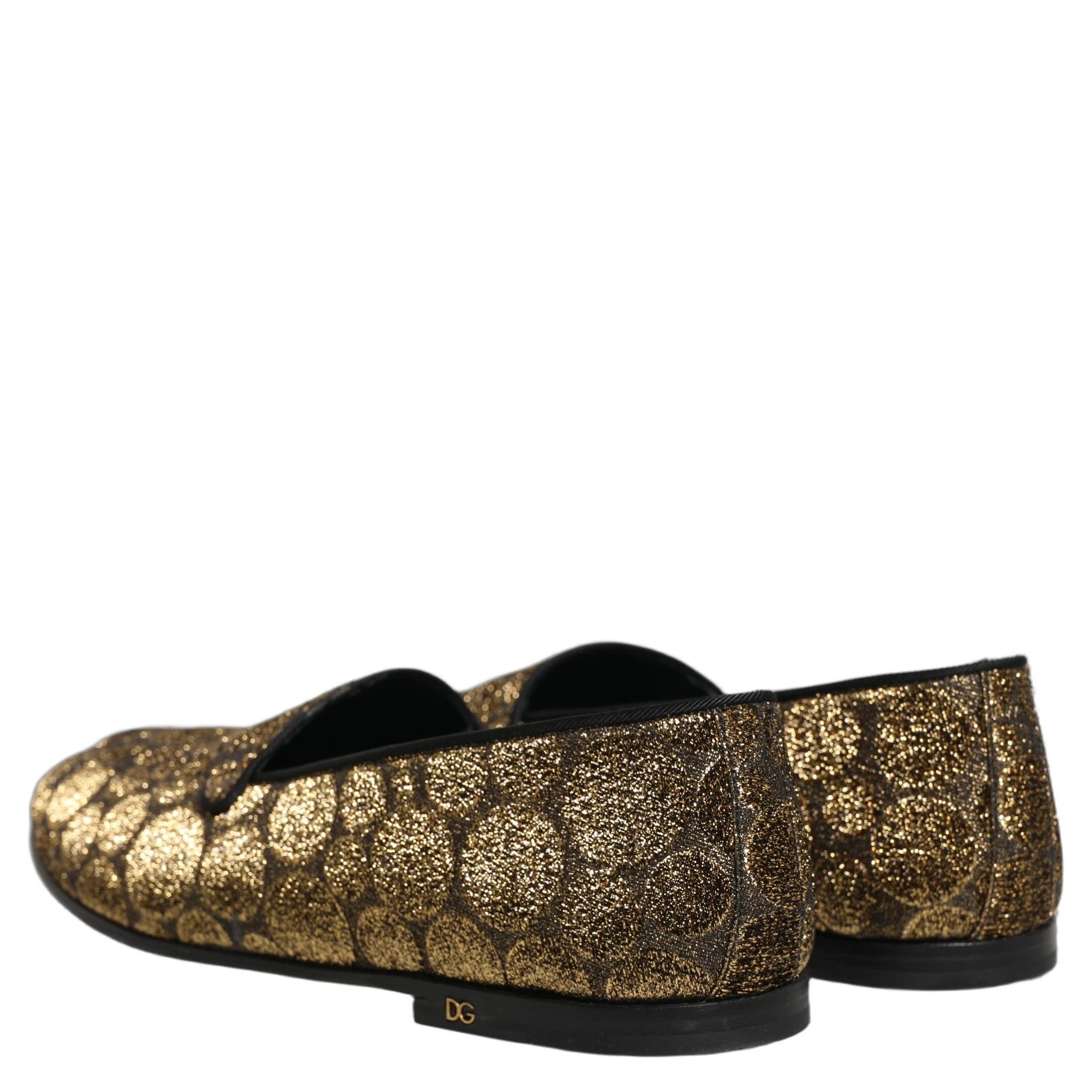Gold Lurex Glitter Men Slip On Loafers Shoes