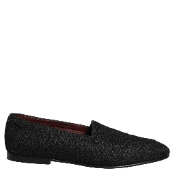 Black Woven Men Slip On Dress Loafers Shoes