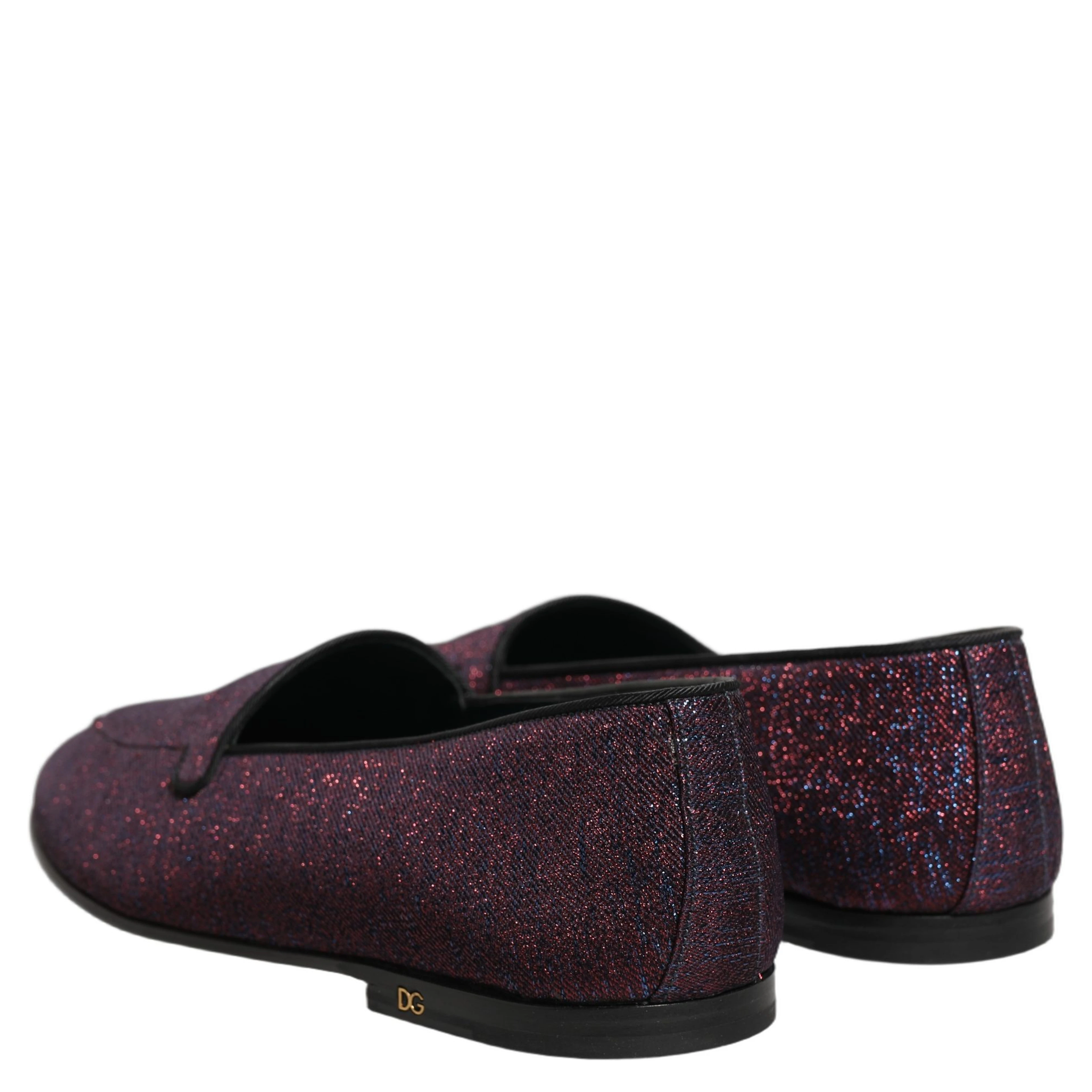 Maroon Glitter Lurex Logo Dress Loafers Shoes