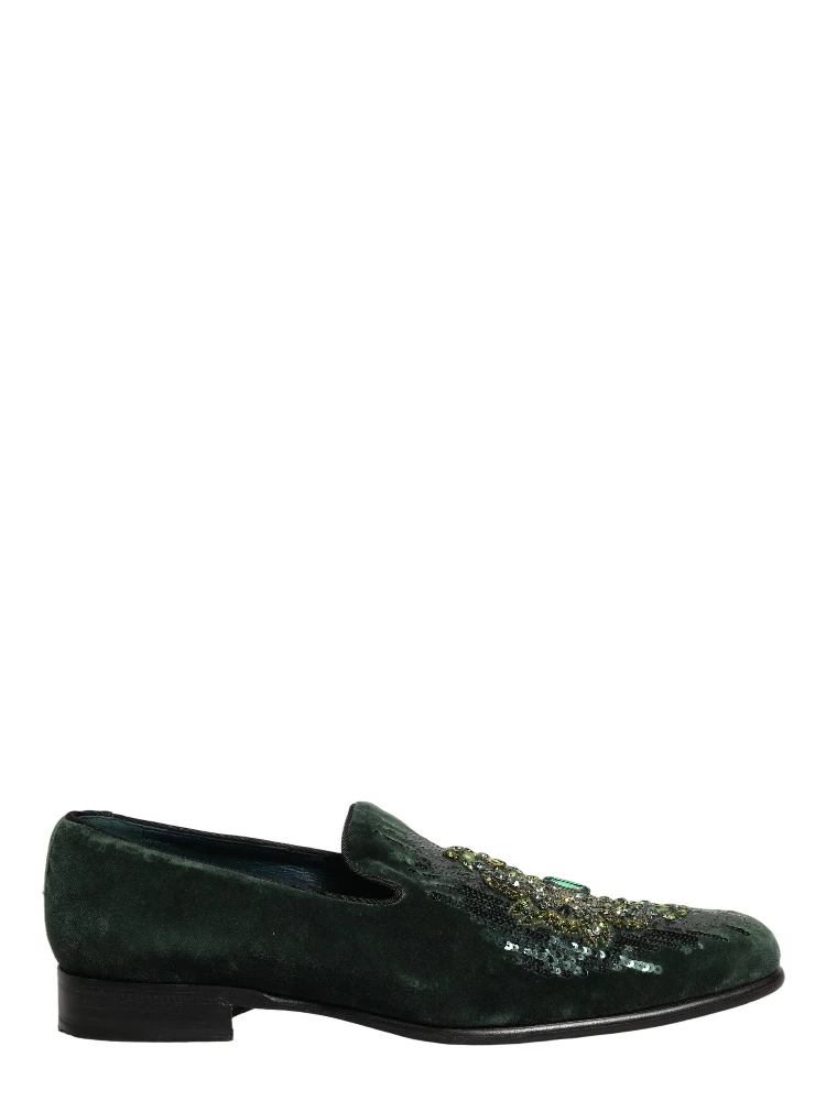 Green Velvet Embellished Dress Loafers Shoes alternative