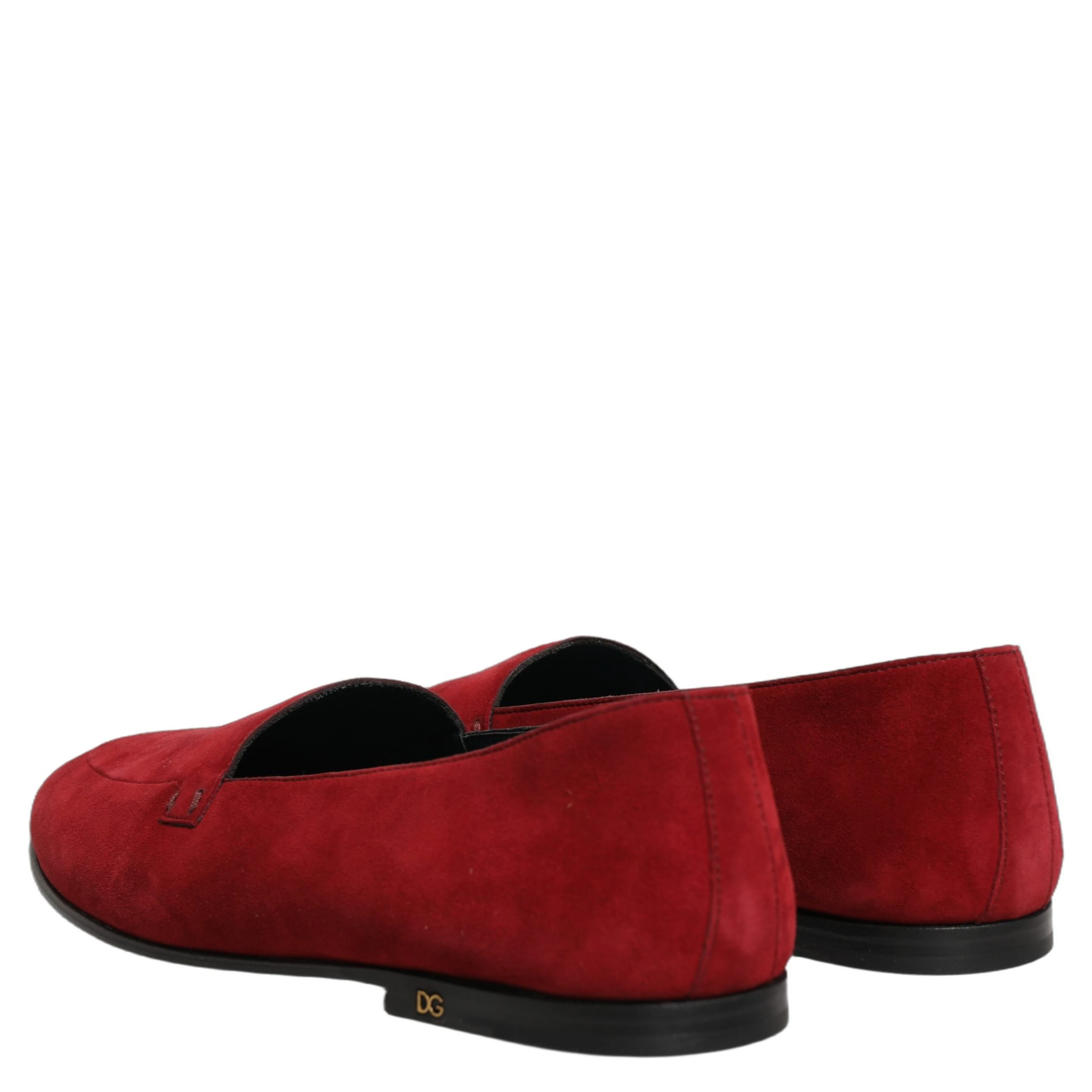 Red Suede Logo Slip On Flats Loafers Shoes