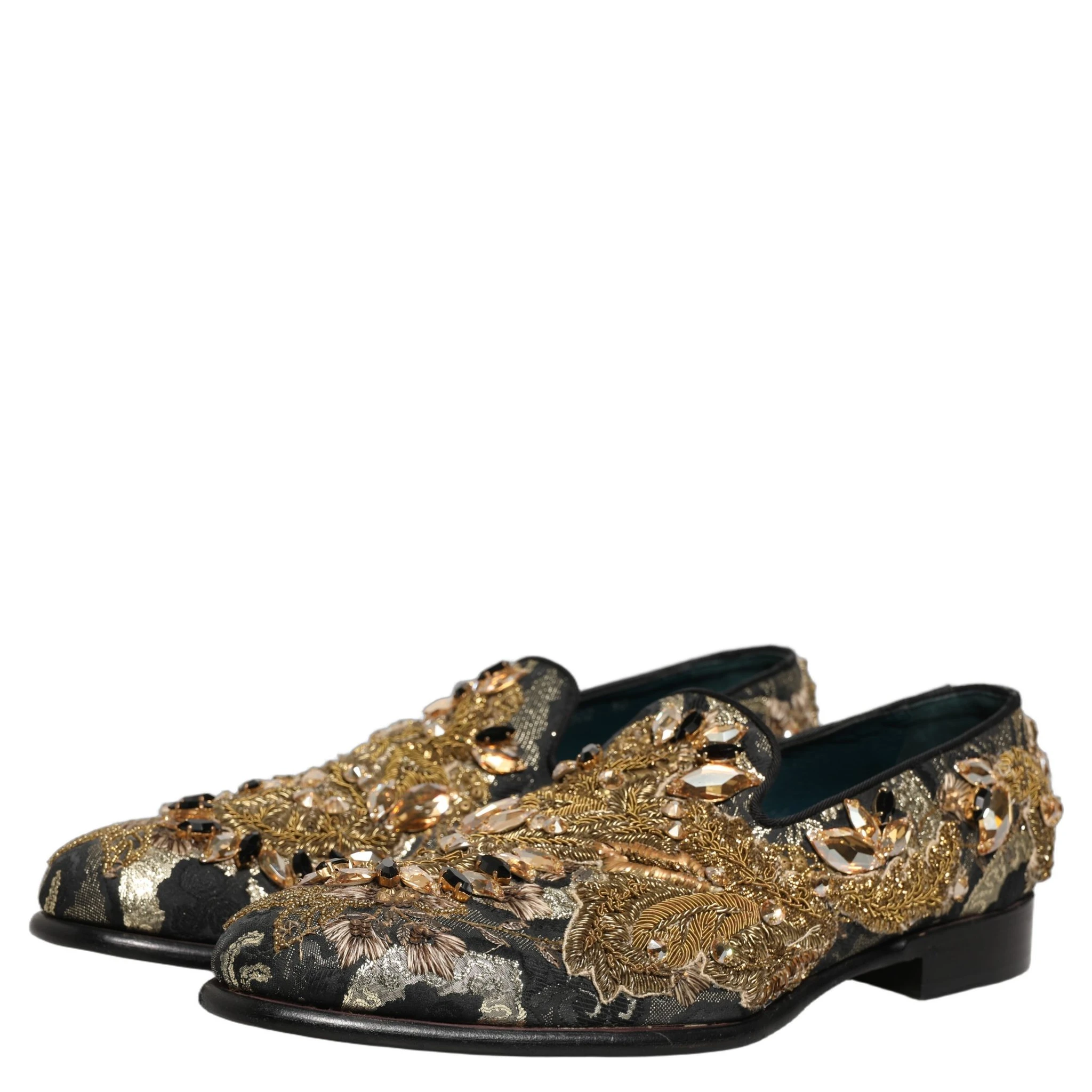 Black Velvet Embellished Dress Loafers Shoes