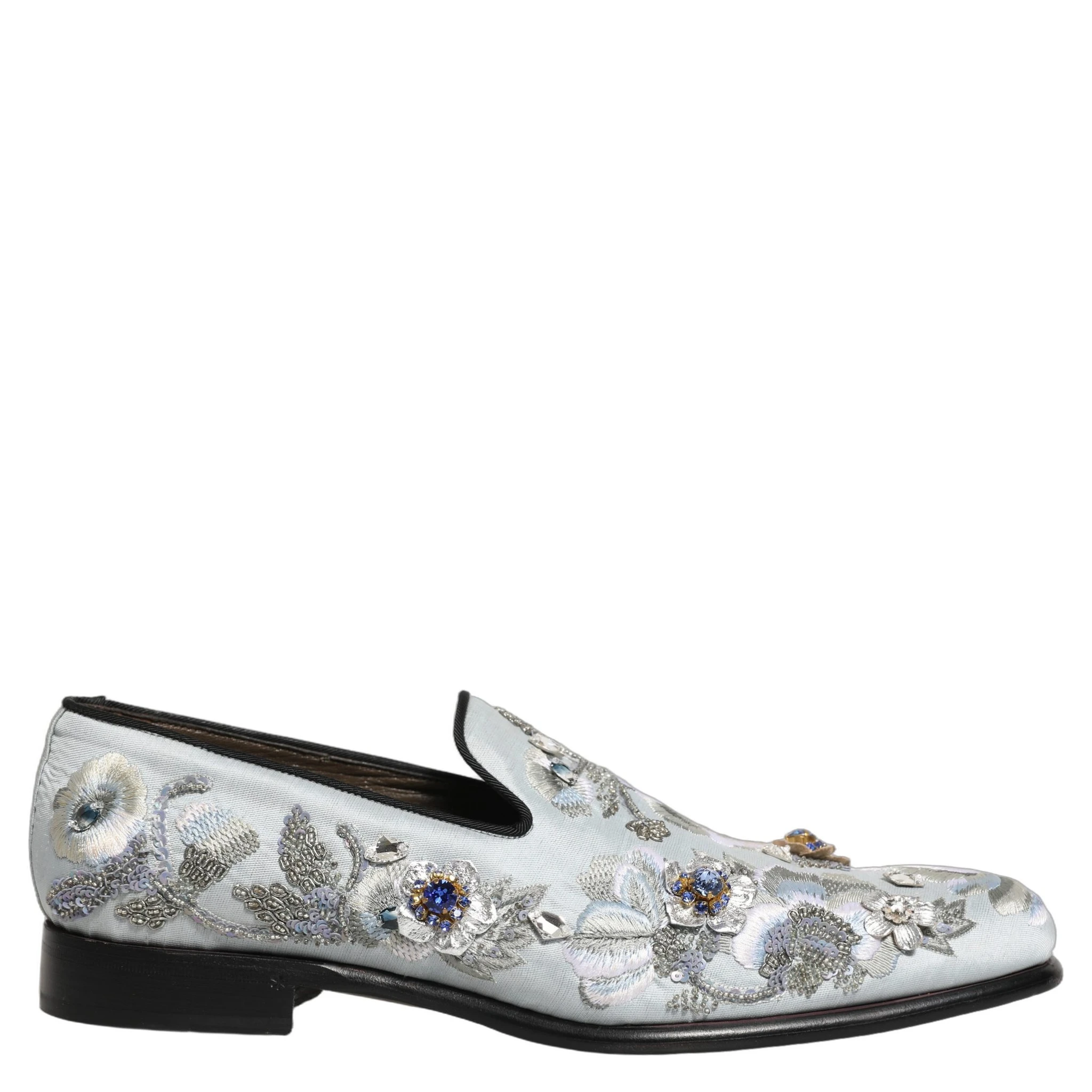 White Floral Embellished Men Loafers  Shoes