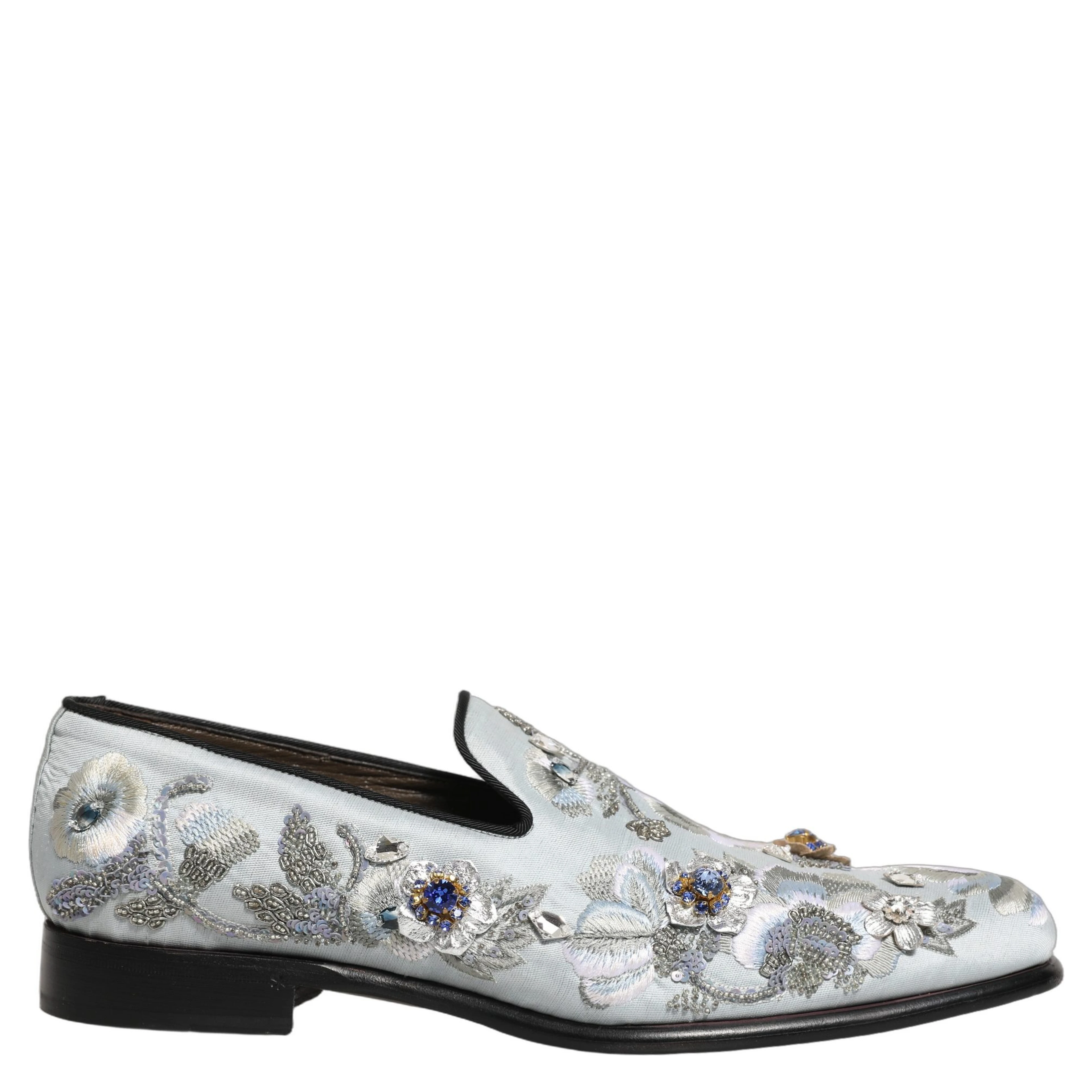 White Floral Embellished Men Loafers  Shoes