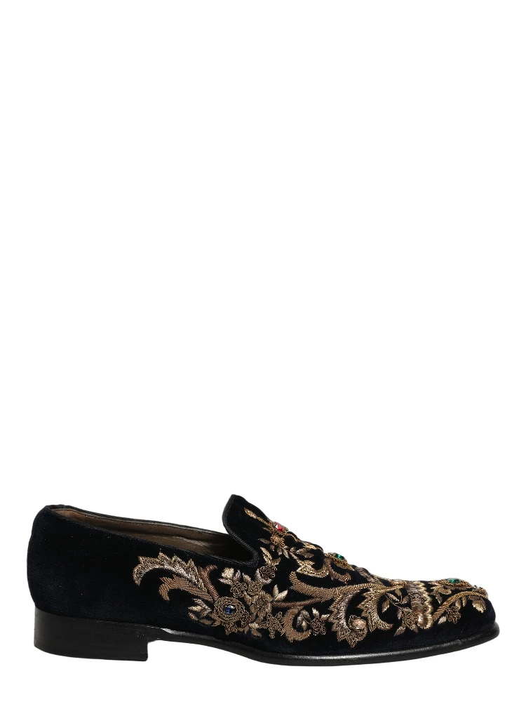 Black Velvet Embellished Dress Loafers Shoes alternative