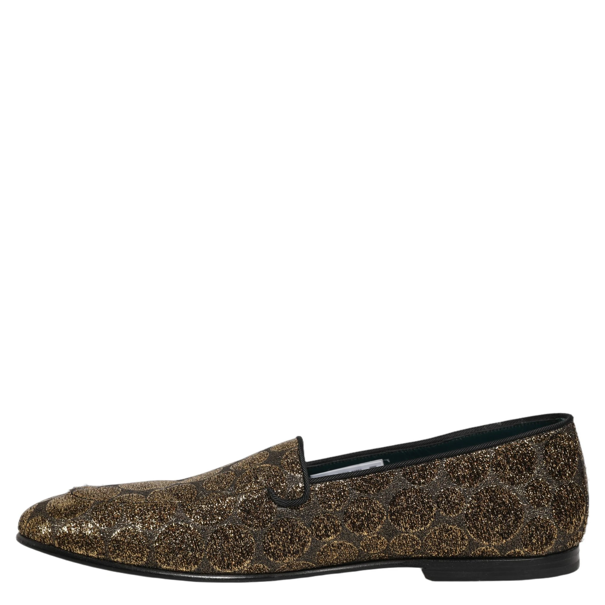 Gold Lurex Glitter Men Slip On Loafers Shoes
