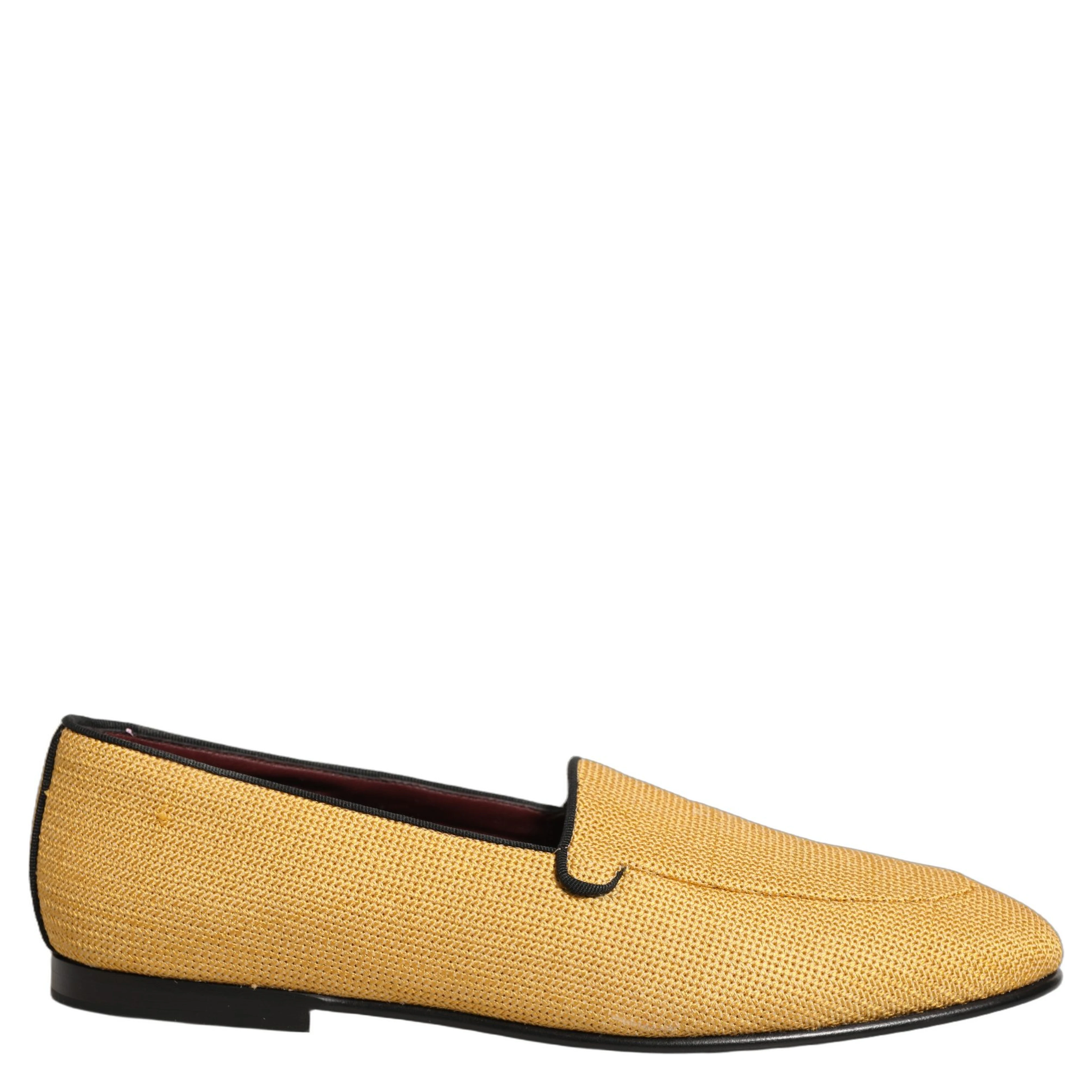 Yellow Woven Men Slip On Dress Loafers Shoes