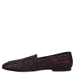 Maroon Glitter Lurex Logo Dress Loafers Shoes