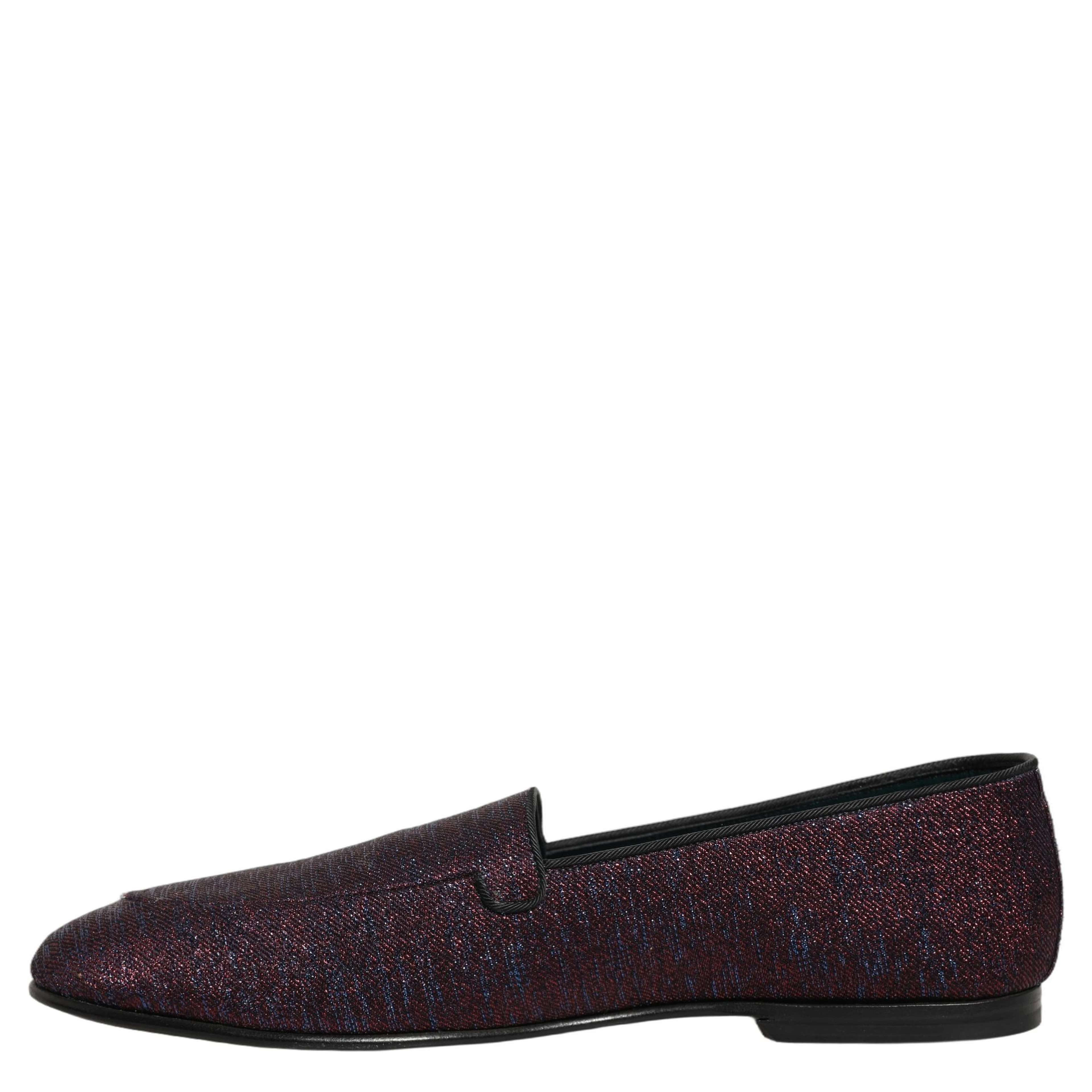 Maroon Glitter Lurex Logo Dress Loafers Shoes