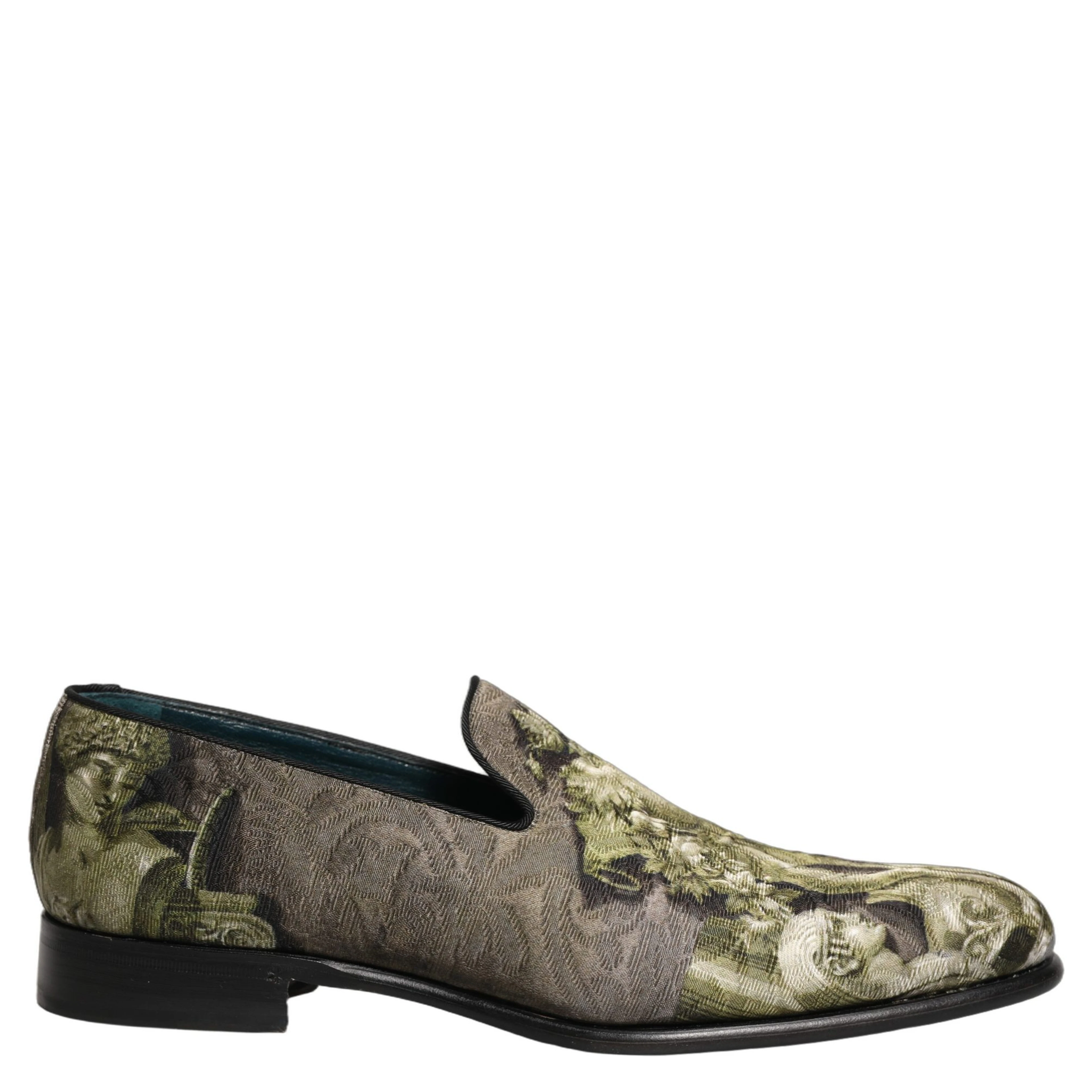 Brown Baroque Print Slip On Loafers Shoes