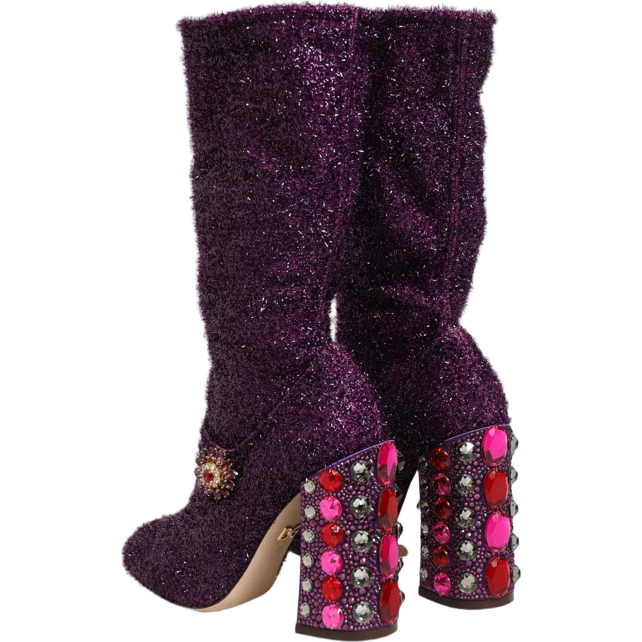 Purple Crystal Lurex Fantasy High Boots Shoes