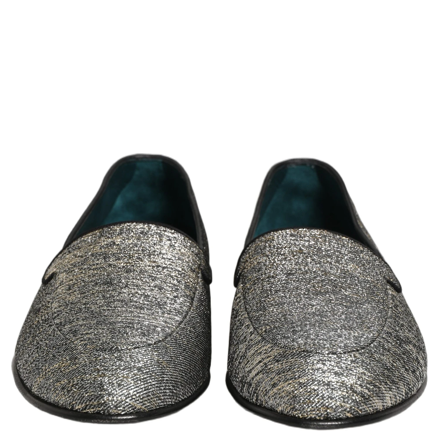 Gray Lurex Glitter Men Dress Loafers Shoes