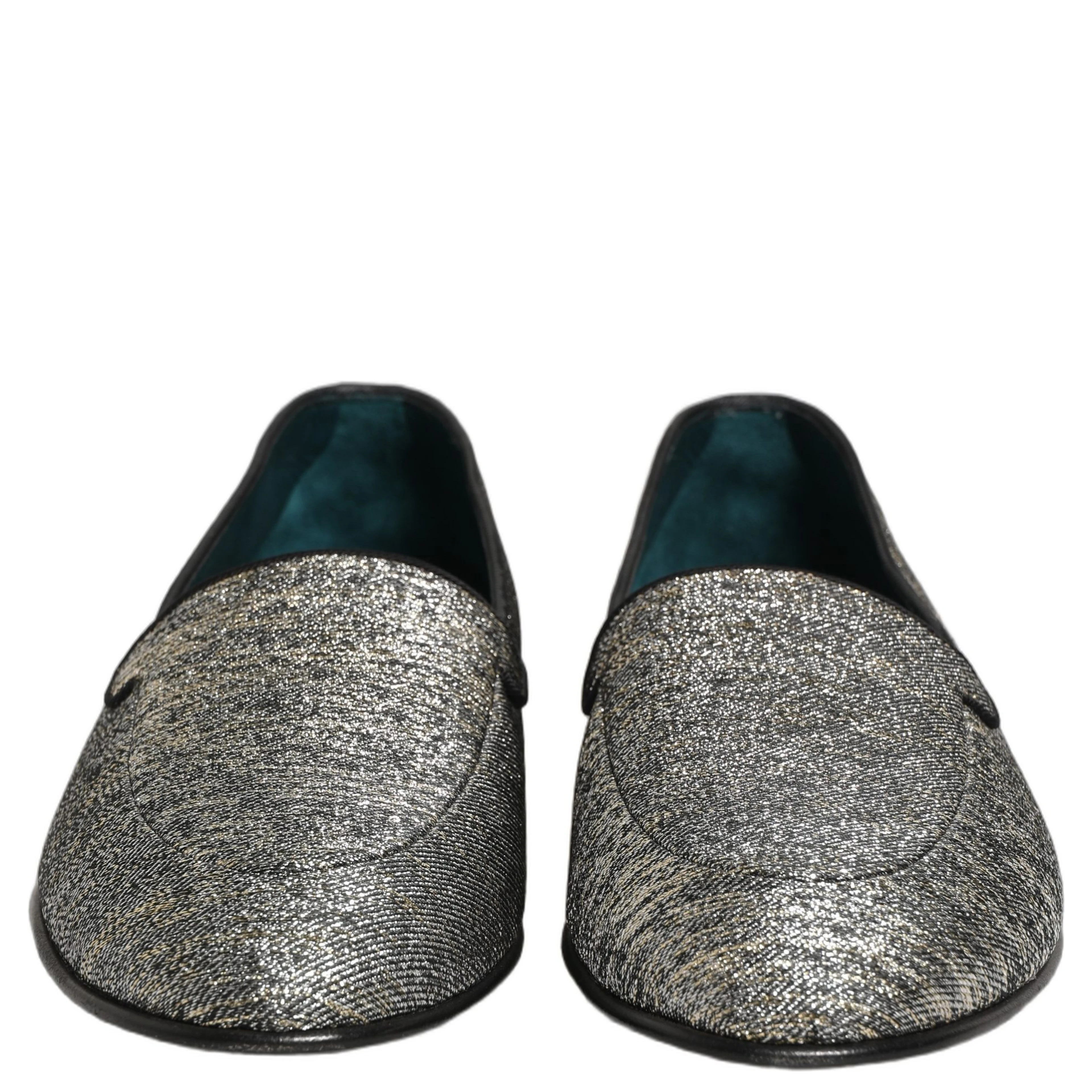 Gray Lurex Glitter Men Dress Loafers Shoes