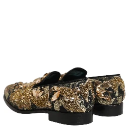 Black Velvet Embellished Dress Loafers Shoes