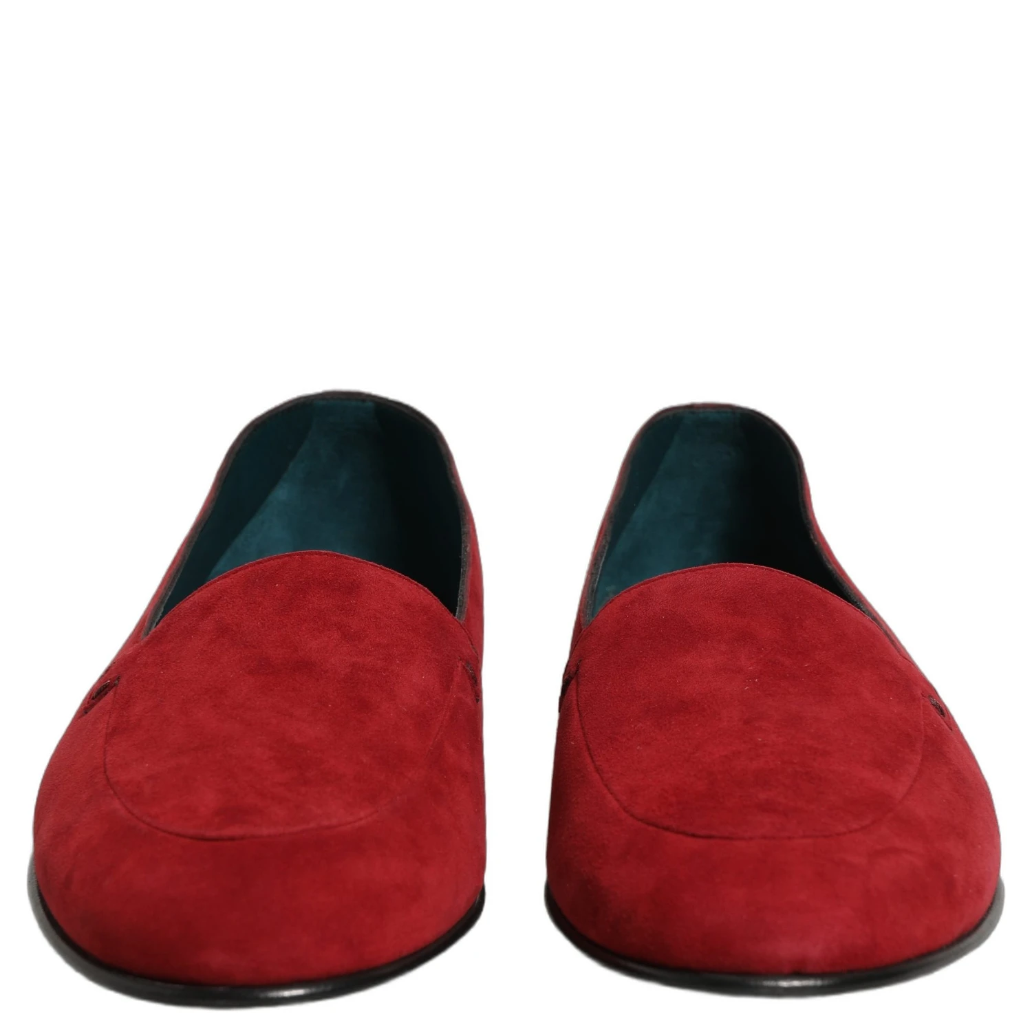 Red Suede Logo Slip On Flats Loafers Shoes