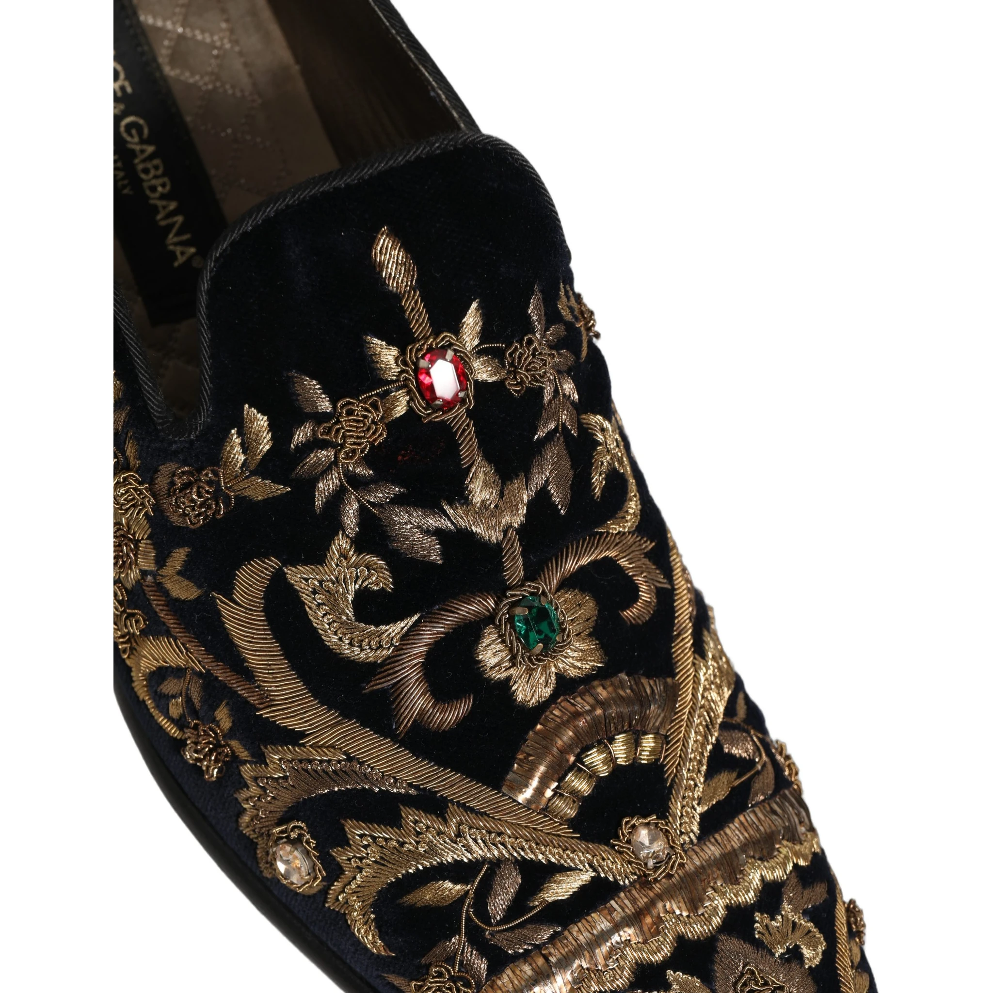 Black Velvet Embellished Dress Loafers Shoes