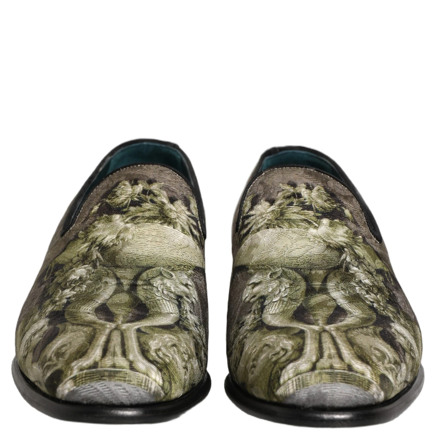 Brown Baroque Print Slip On Loafers Shoes