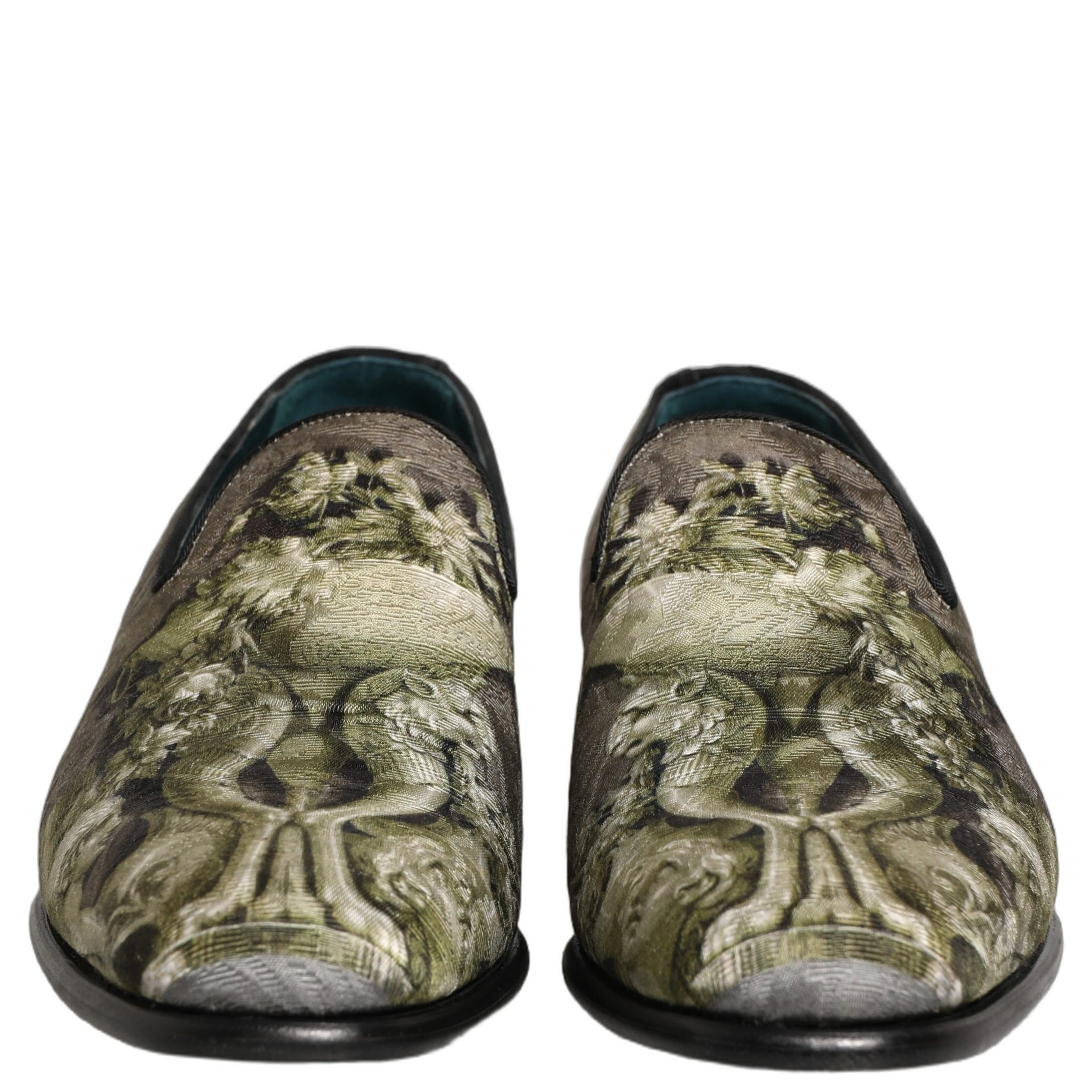 Brown Baroque Print Slip On Loafers Shoes