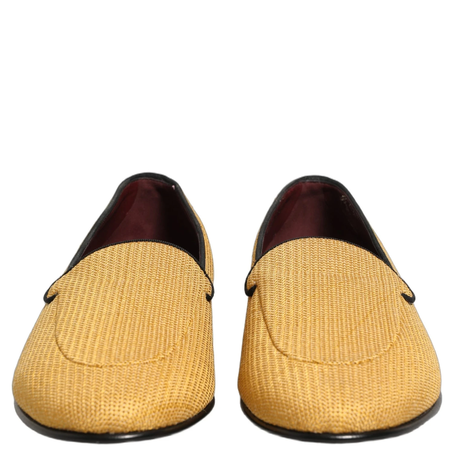 Yellow Woven Men Slip On Dress Loafers Shoes